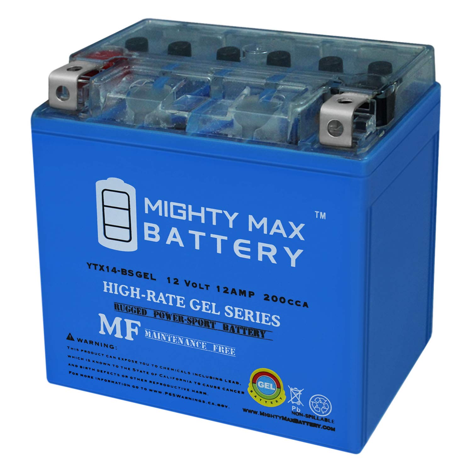 Mighty Max Battery Ytx14-Bs Gel -12 Volt 12 Ah, 200 Cca, Rechargeable Maintenance Free Sla Agm Motorcycle Battery