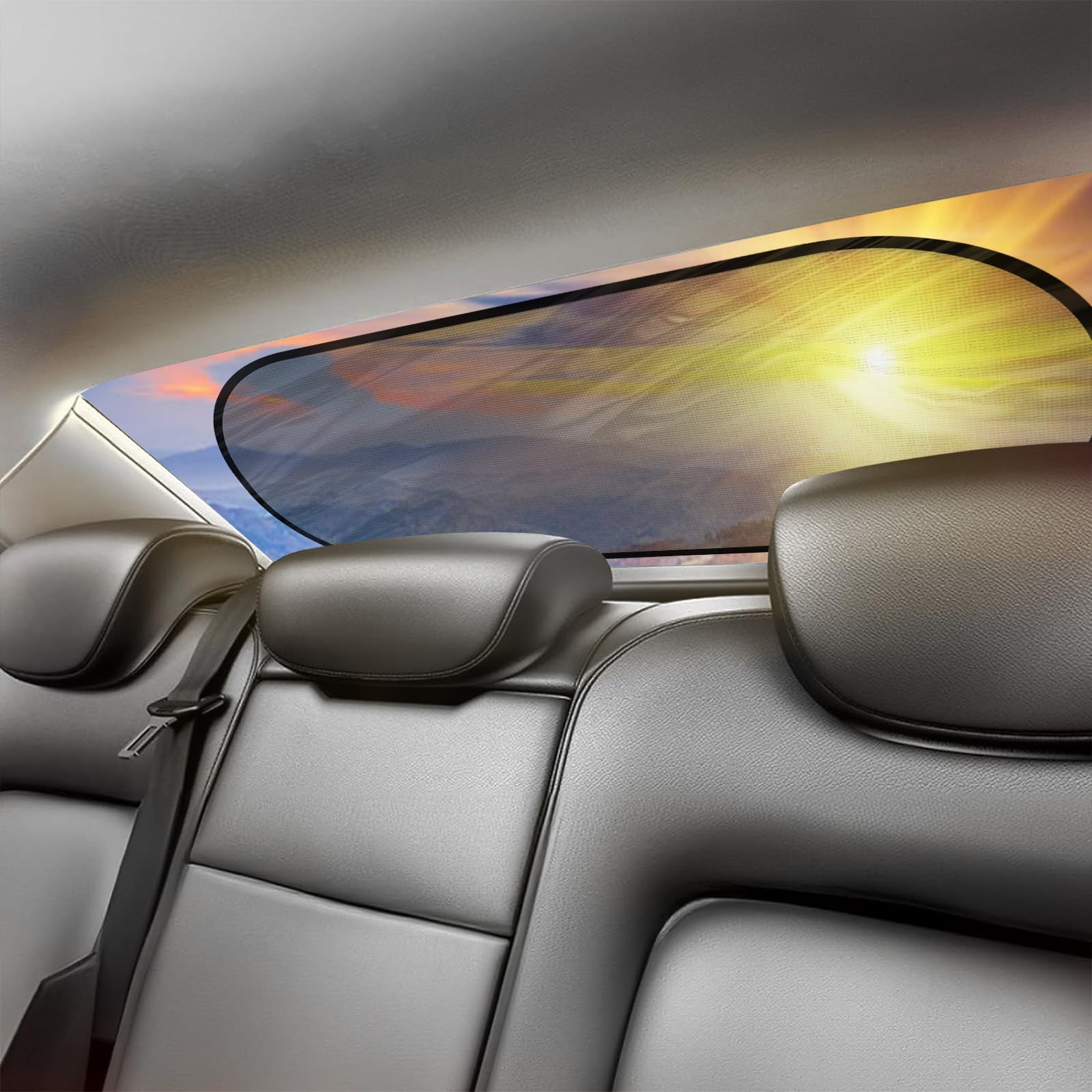 IC ICLOVER Car Sun Shade for Back Window, Static Cling UV Protection Folding Auto Rear Window Sunshade, Universal Mesh Screen Su