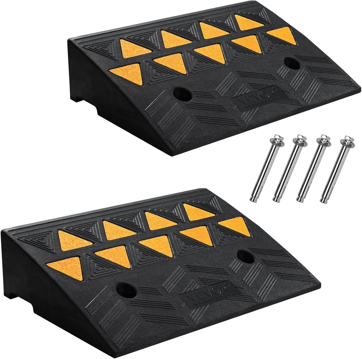 VEVOR Rubber Curb Ramp 4.3 Rise Height 2 Pack, Heavy-Duty 33069 lbs/15 T Capacity Threshold Ramps, Rubber Driveway Ramps for C