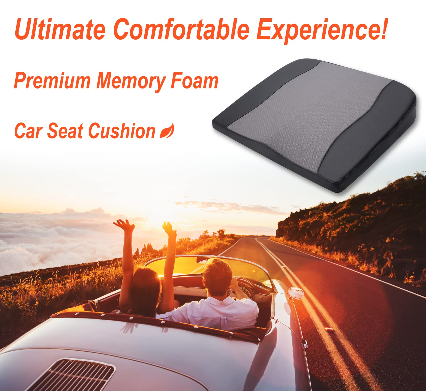 Lofty Aim Comfort Memory Foam Car Cushions For Driving - Sciatica & Lower Back Pain Relief, Cushion For Car Seat Driver, Office