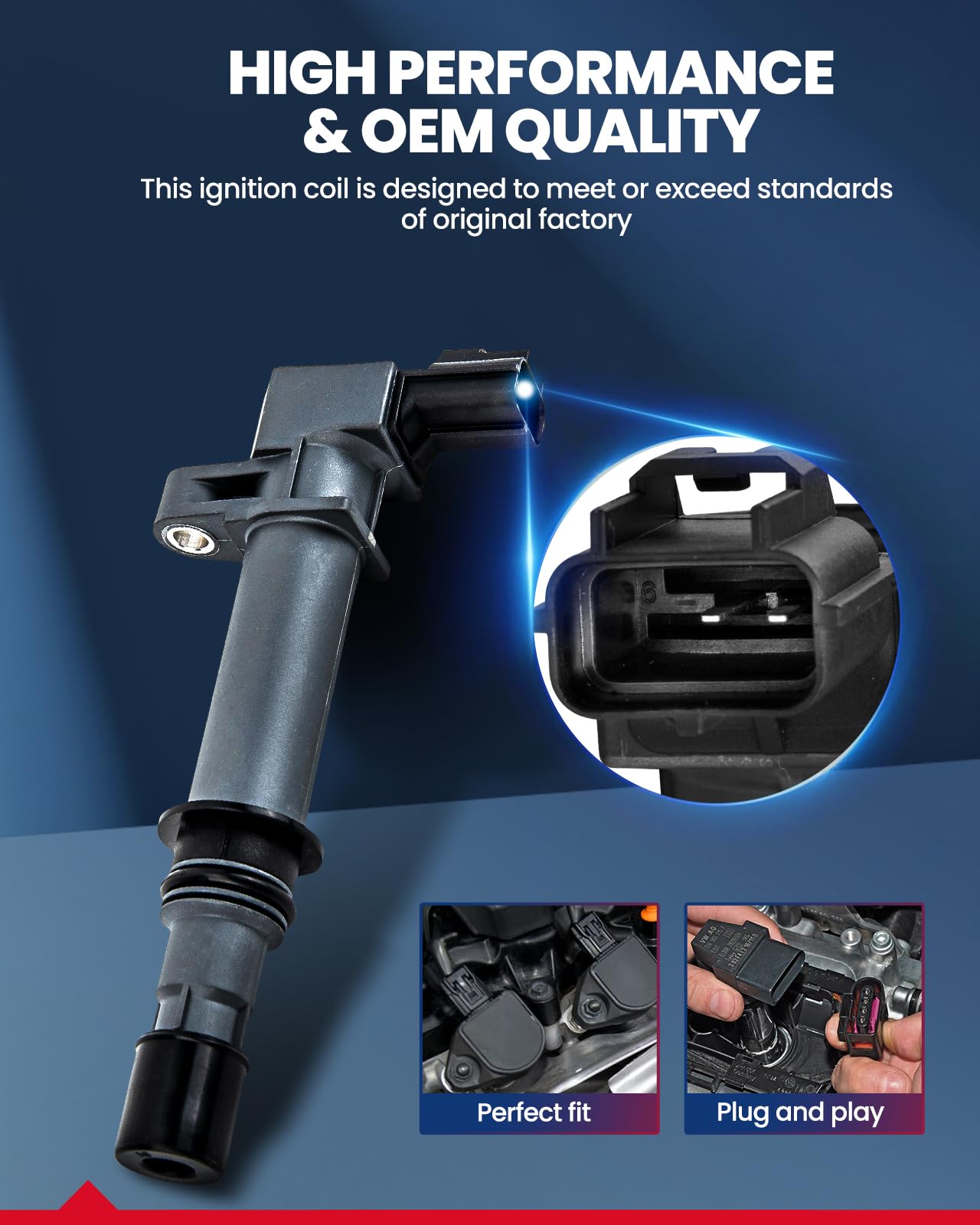 KAX UF270 Ignition Coil 6 Packs Fit for Liberty 2002-2008,Grand Cherokee 1999-2008,Ram 1500 2002-2008,Dakota 2000-2008,Durango 2