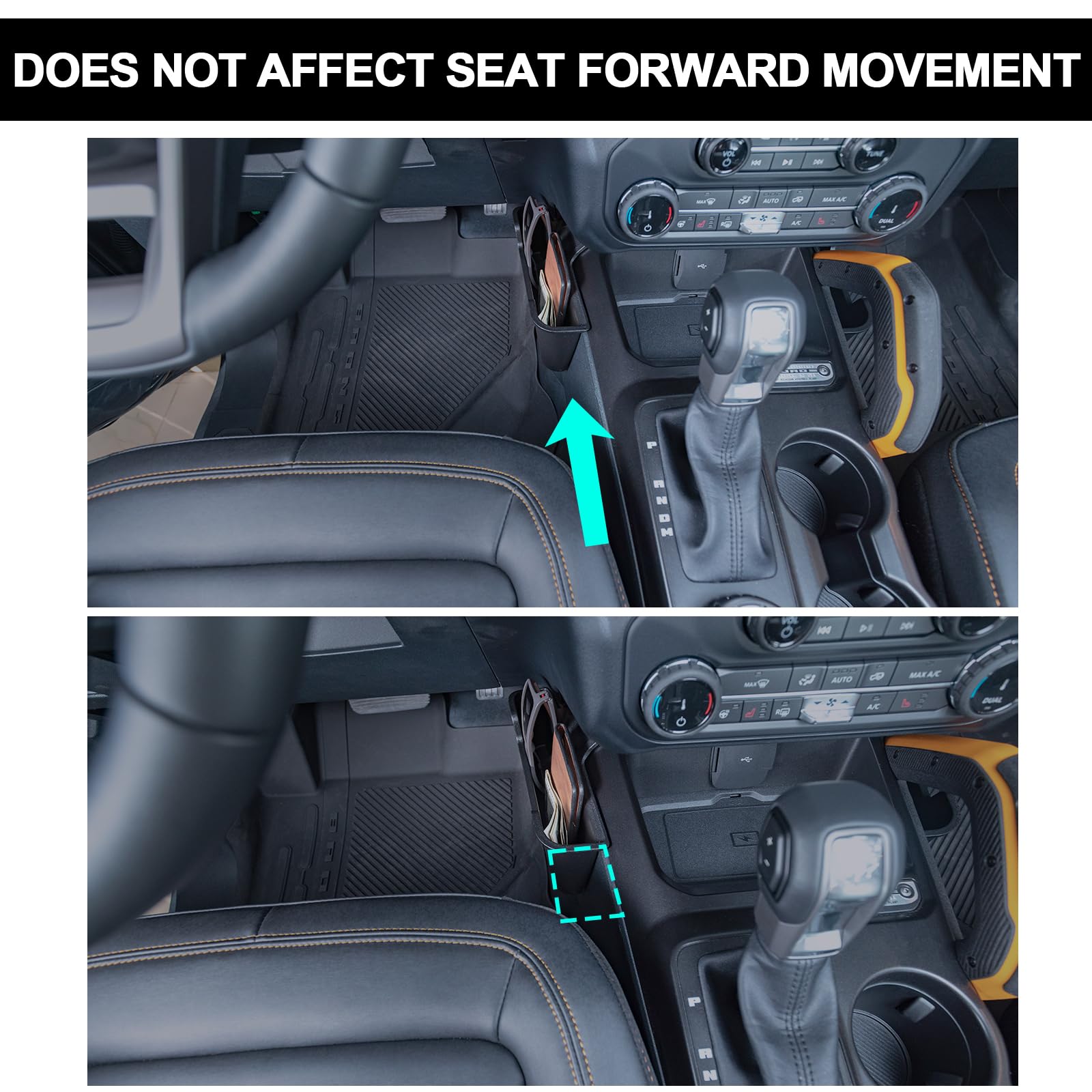 Topinstall Gear Shifter Organizer - Compatible With 2021-2025 Ford Bronco, Center Console Gear Side Storage Box Tray Interior Ac