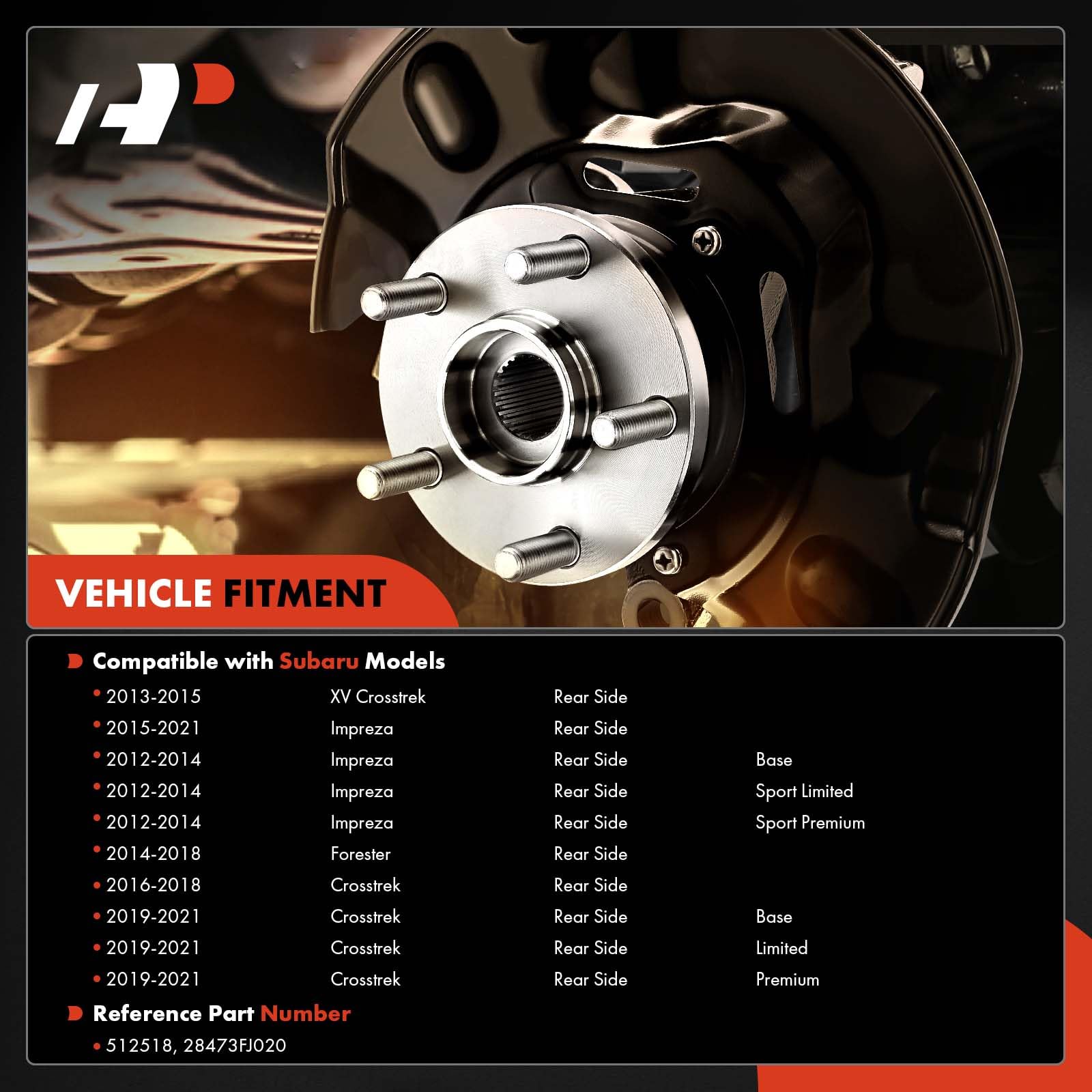 A-Premium Rear Wheel Bearing And Hub Assembly With 5-Lug Compatible With Subaru Forester 2014-2018, Impreza 2012-2021, Crosstrek