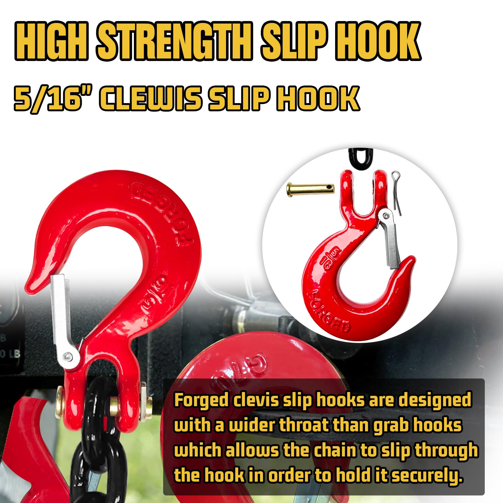 Senkeyfe Grade 80 Trailer Safety Chains - 35 Inch Tow Chains With 5/16'' Clevis Slip Hook And Chain Retainer, Trailer Chains 21,