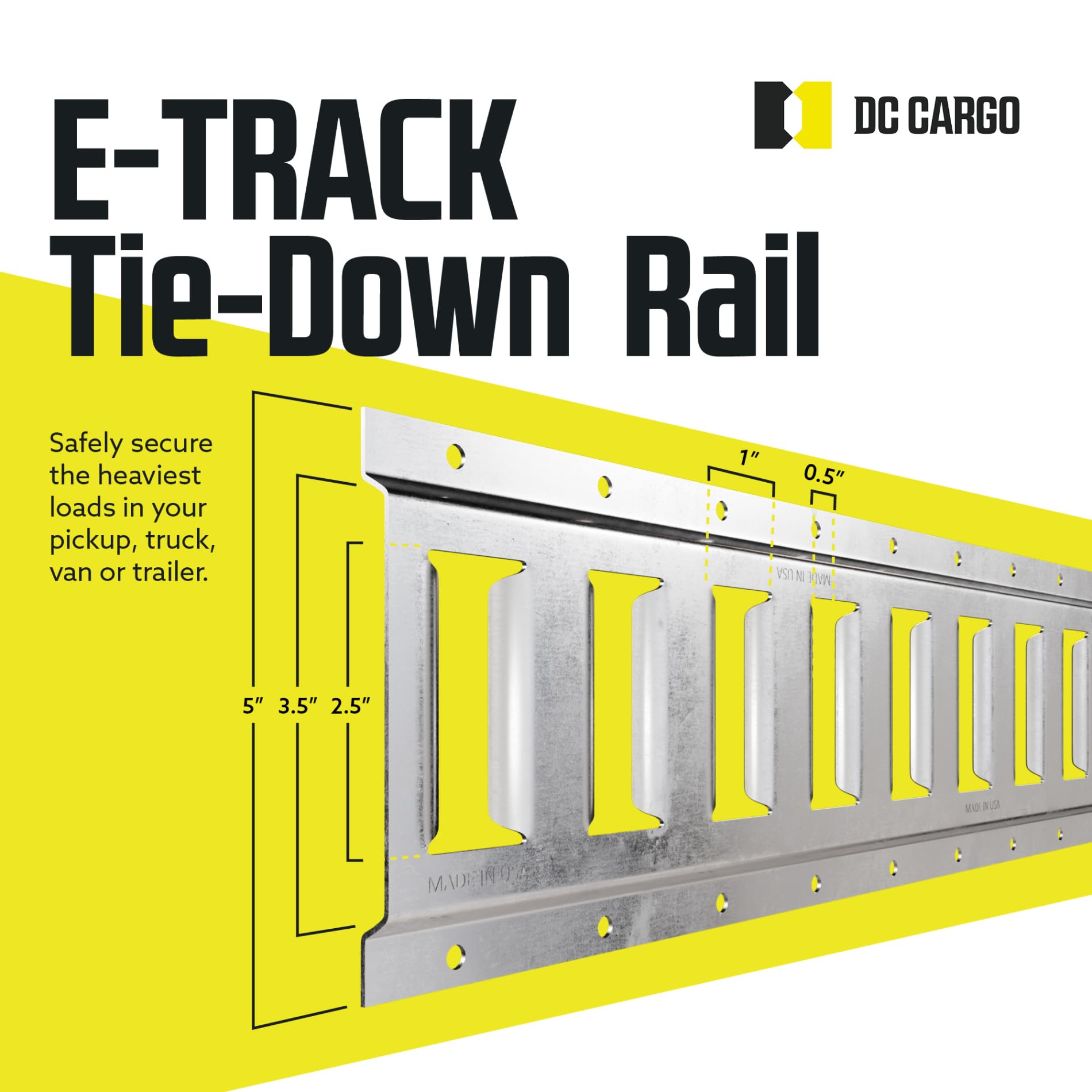 E Track Tie Down Rail Kit 5' (2 Pack) for Garages, Vans, Trailers, Motorcycle Tie Downs, ATV Mountings - ETrack Bar Rails – Galvanized Steel - Secure Cargo & Heavy Loads Up to 2,000 lbs