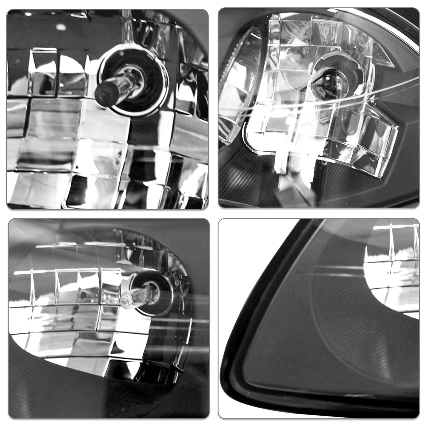 Sockir Headlight Assembly With Bulbs Included Compatible With 2000-2005 Chevy Impala, Black Housing & Amber Reflector