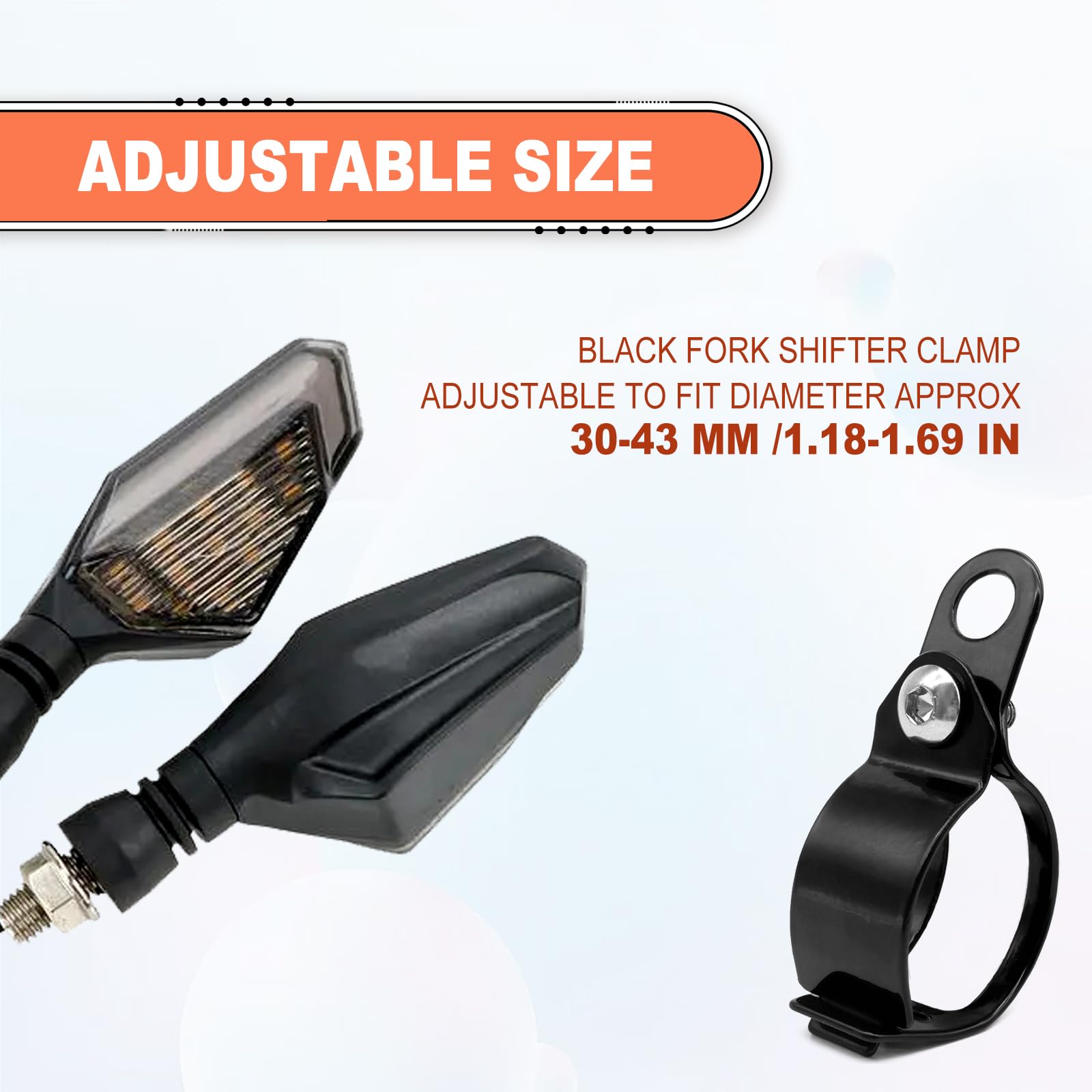 2 Pairs Aluminium Alloy Motorcycle Fork Indicator Brackets, Universal Motorcycle Turn Signal Light Indicator Blinker Mount Bracket, 30-43Mm Metal Fork Relocation Clamps Brackets