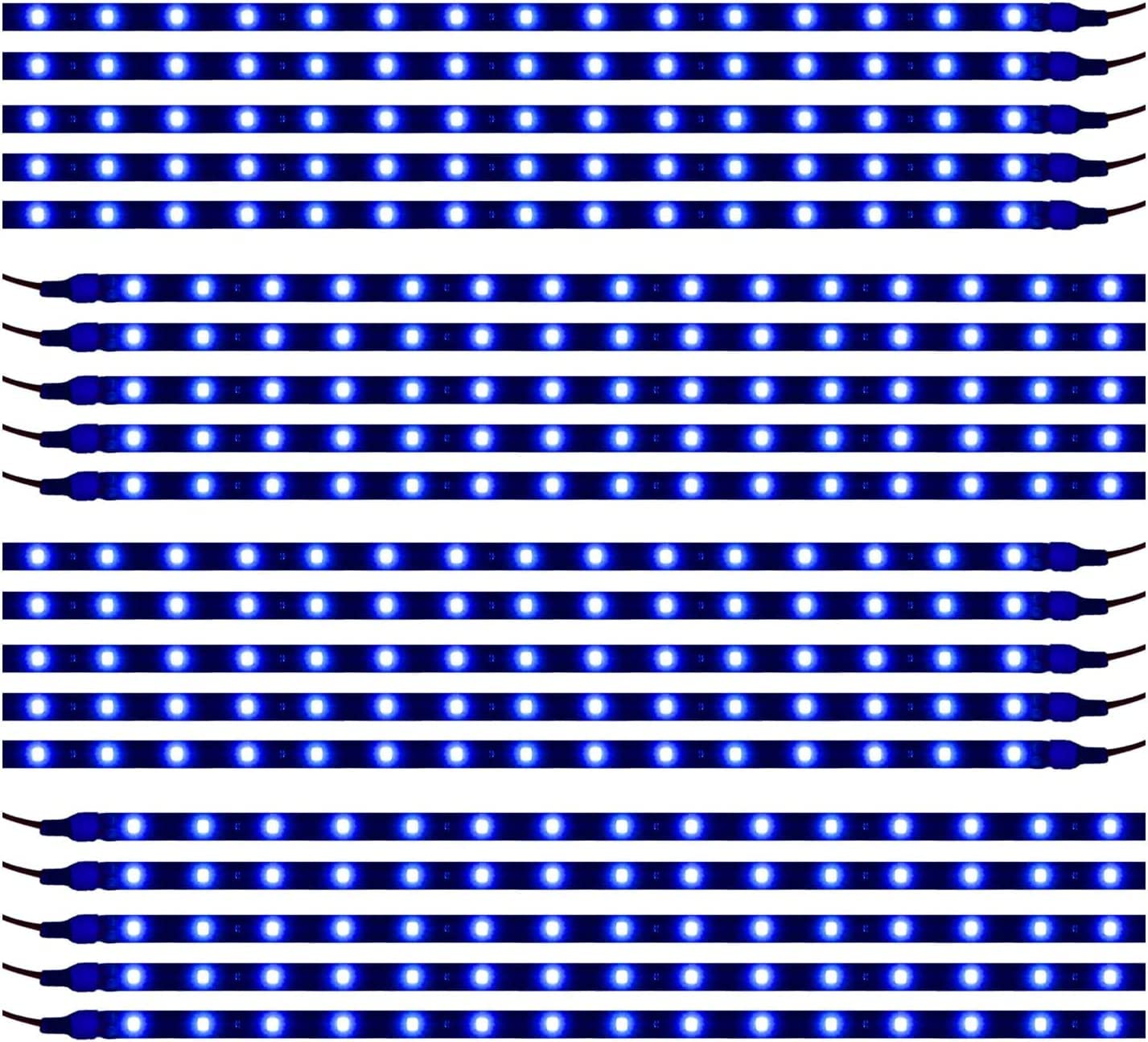 Xtauto Blue 12V 15 Led 30Cm Car Flexible Waterproof Underbody Light Strip Pack Of 20