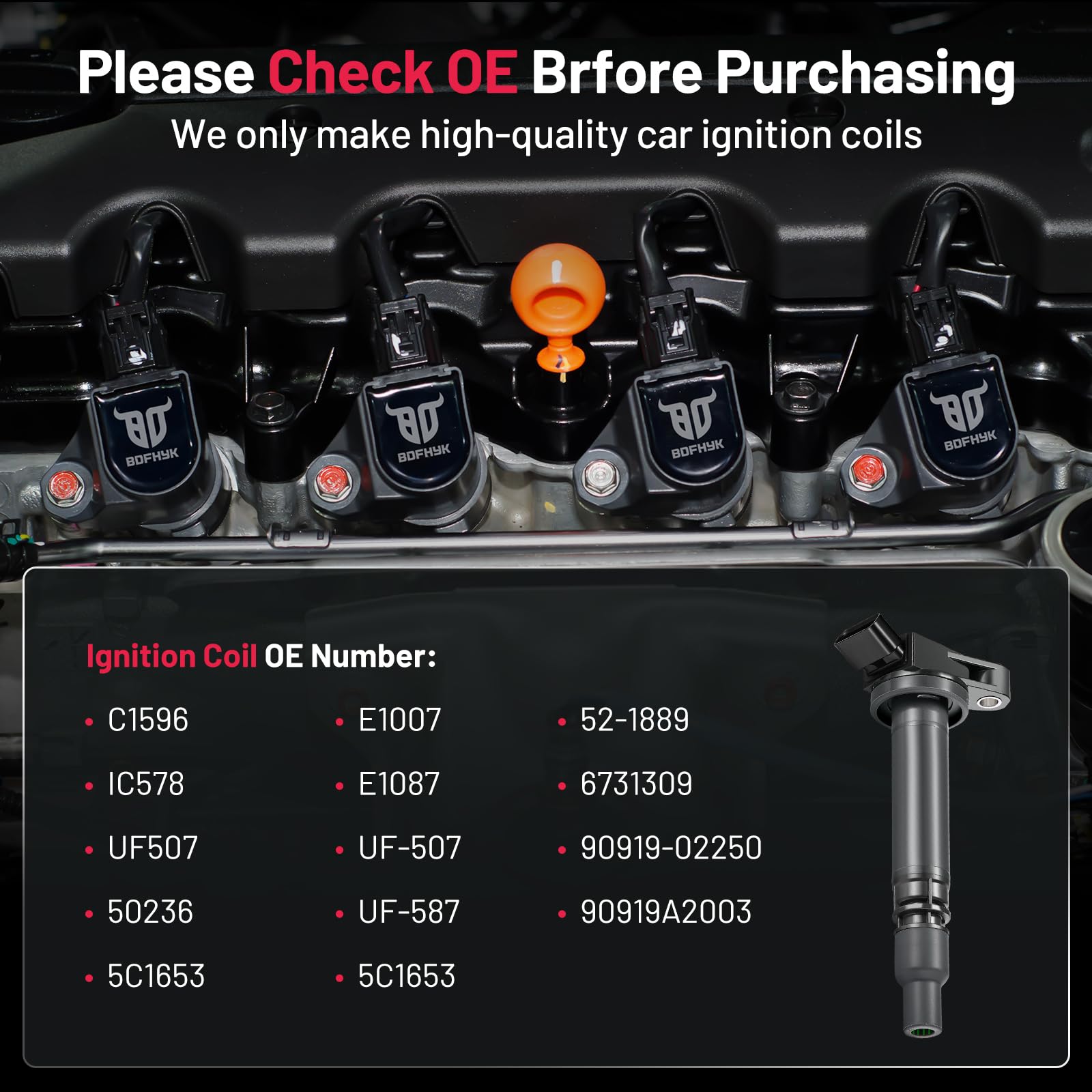 Bdfhyk Ignition Coil Pack Set Of 4 Compatible With Toyota Rav4 4Runner Tundra Camry Sequoia Lexus Gx460 Ls460 Is250 Is350 Ls460