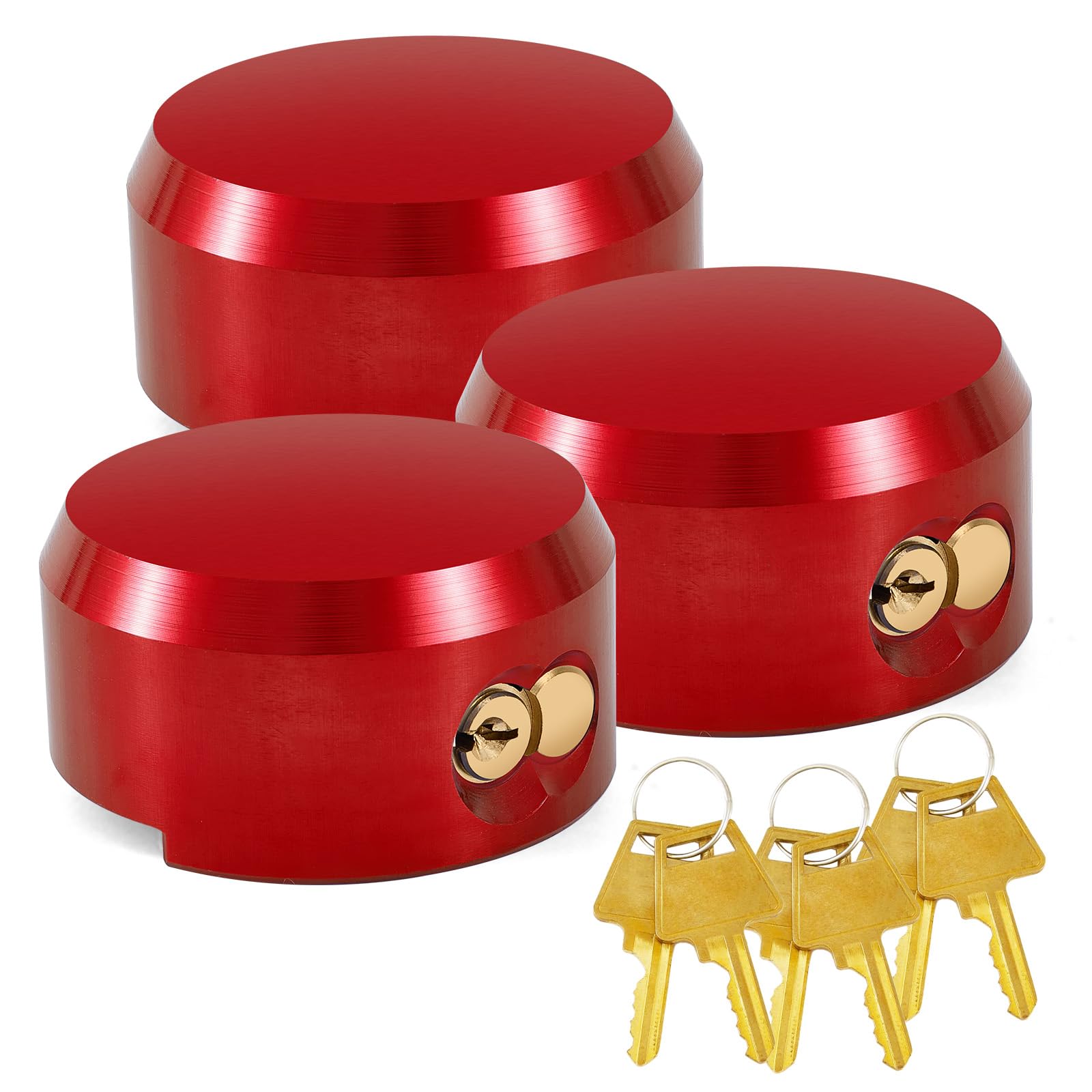 Pomunty 3 Pack Puck Lock for Trailers Keyed Alike, 6061 Solid Aluminum Trailer Door Locks Hockey Puck Locks, Reinforced Hidden S