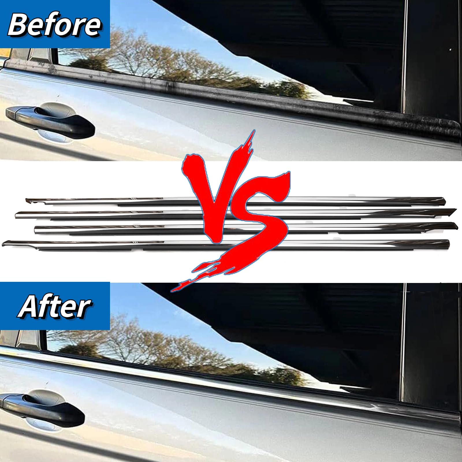 4Pcs Weatherstrip Window Moulding Trim Seal Belt Compatible With 2008-2012 Honda Accord Replaces#72410-Ta0-A01 72450-Ta0-A01 729