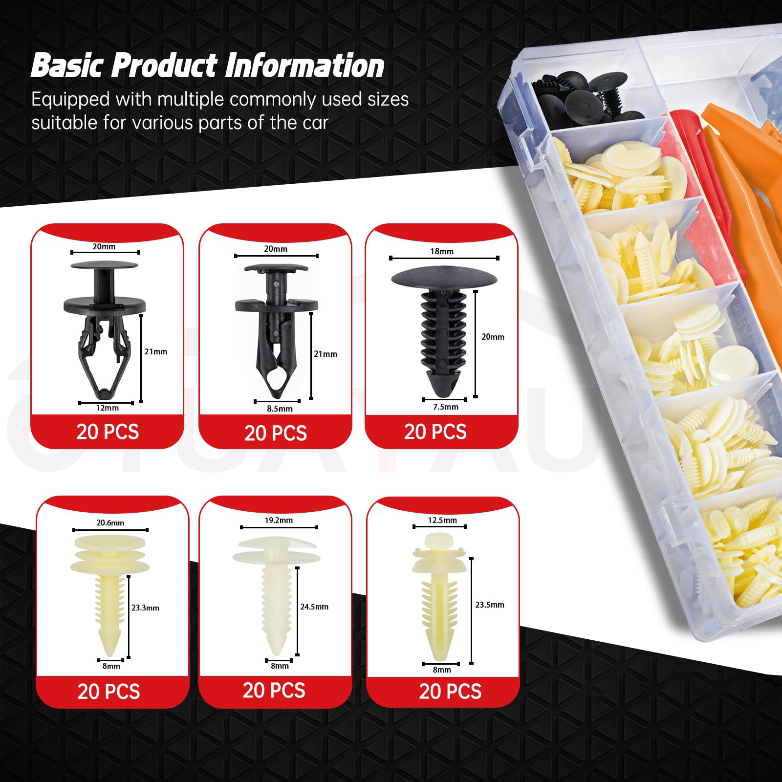 Otuayauto 125Pcs Door Trim Clips 6 Most Popular Sizes Replacement For Gmc Buick - Bumper Fender Retainer Clips With 5Pcs Fastene