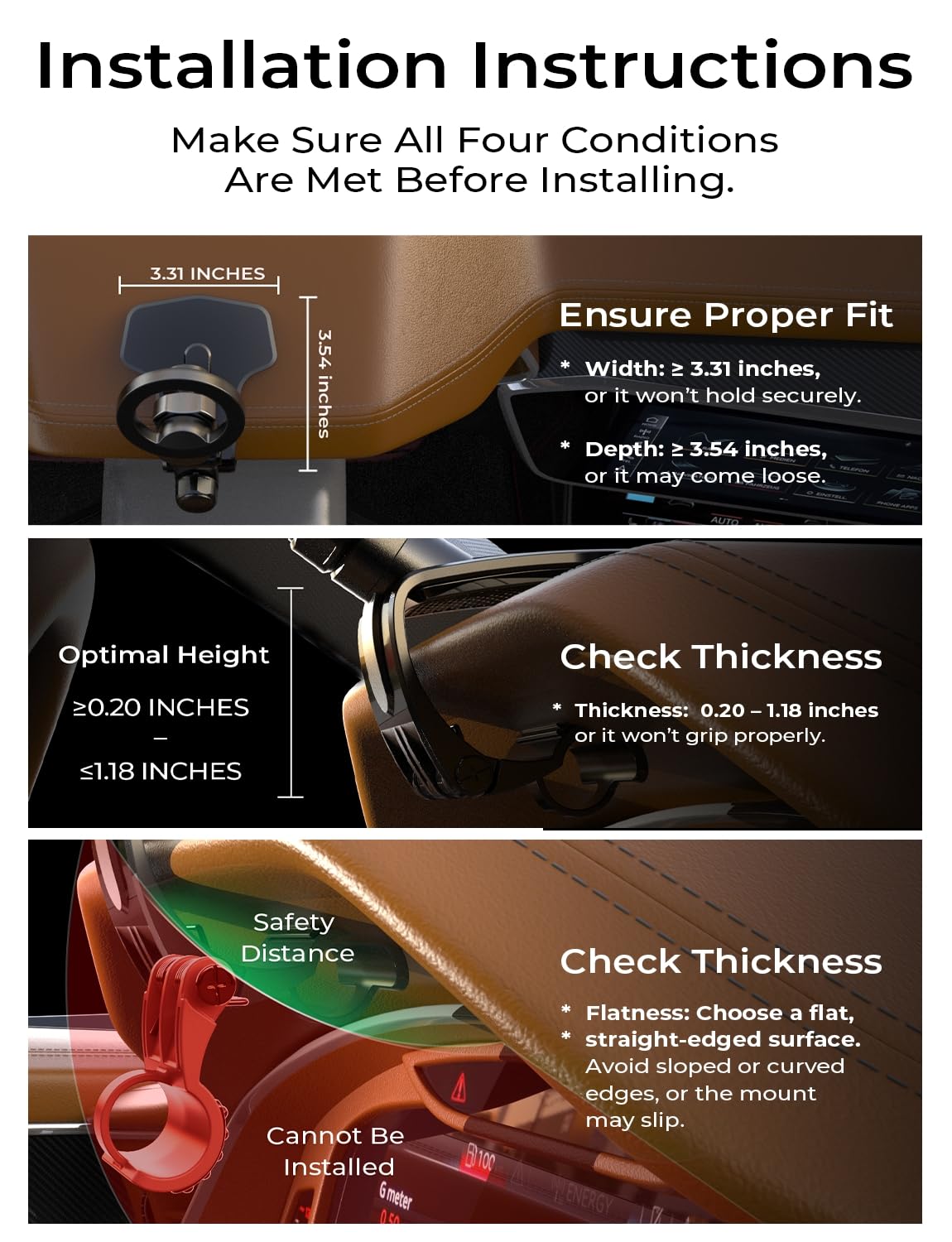 360 Degree Rotation Dashboard Car Phone Holder, Clip on Dashboard Cell Phone Holder for Driving Navigation, Magsafe Magnetic Car