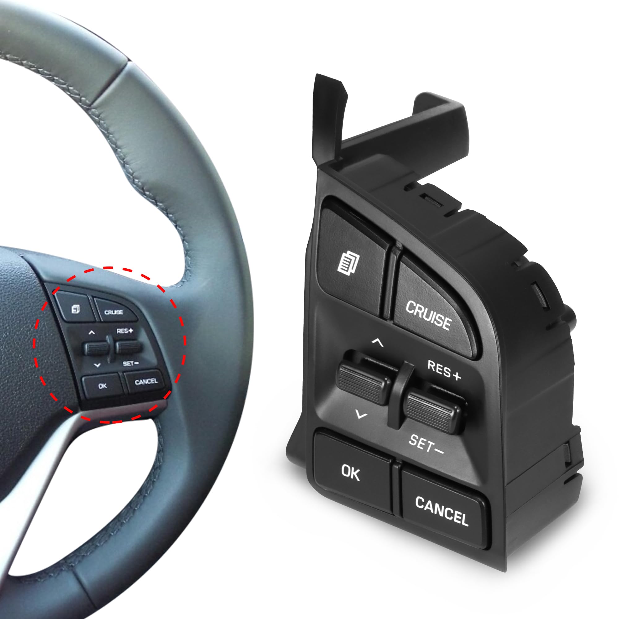 Husuku Steering Wheel Cruise Control Switch Right Side Compatible With Hyundai Tucson 2015 2016 2017 2018 2019 Replace 96720-D32