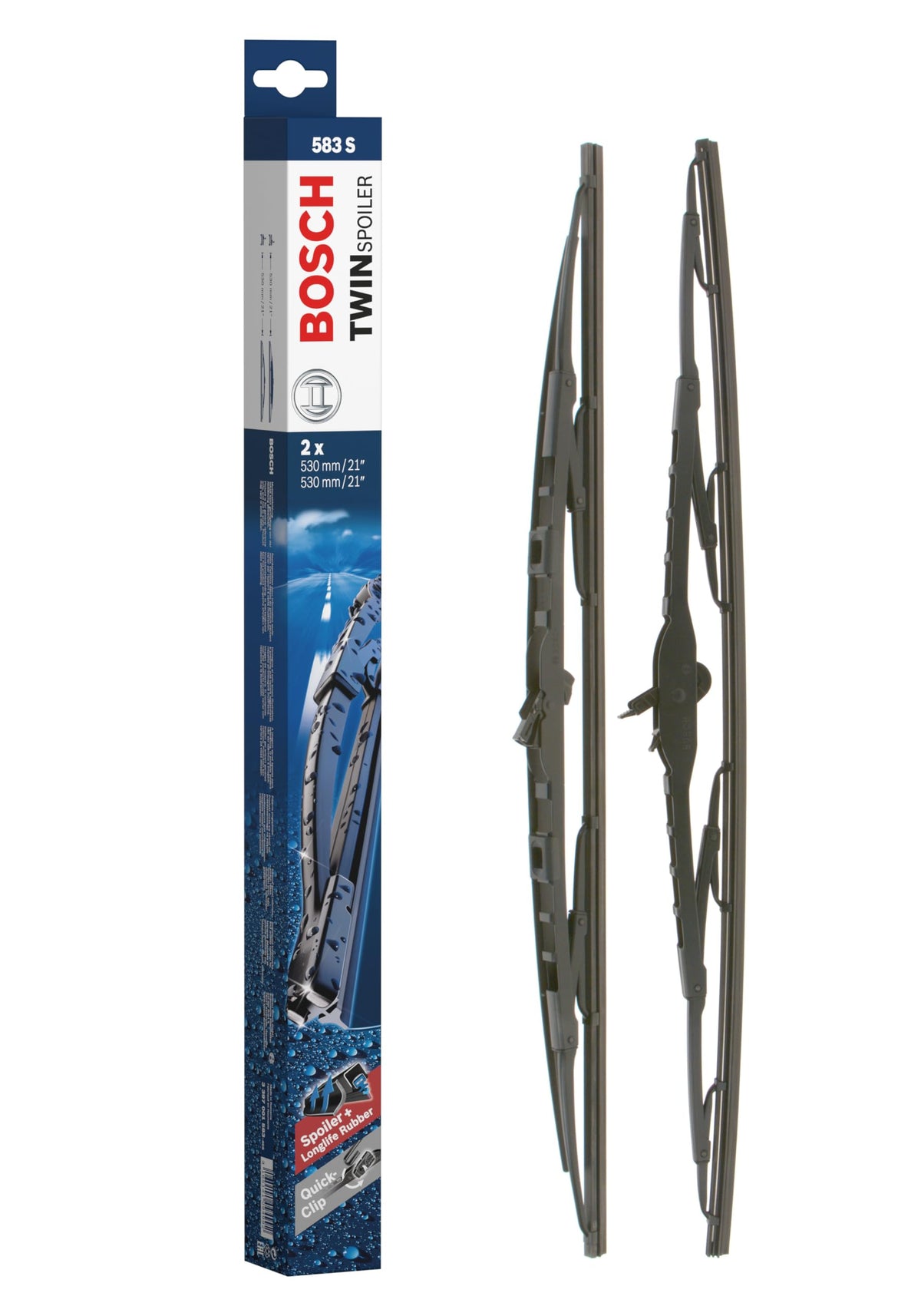Bosch 3397001583 Twin Spoiler Original Equipment Replacement Wiper Blade - 21'/21' (Set Of 2)