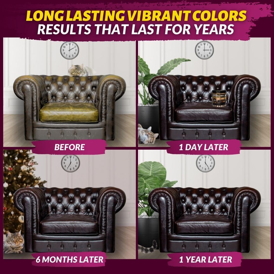 COCONIX Leather & Vinyl Recoloring Balm - Restore Faded Leather, Cognac Tan, Model LRB2CT