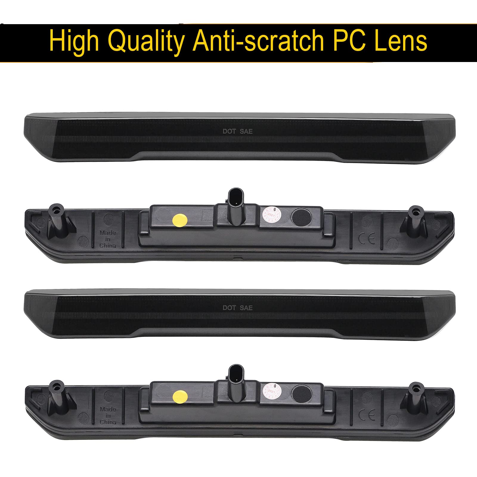 R&F Auto 4Pcs Amber Smoked Lens Led Side Marker Lights Replacement For Sierra 2500Hd 3500Hd 2020-2024 Pickup Truck Amber Front R