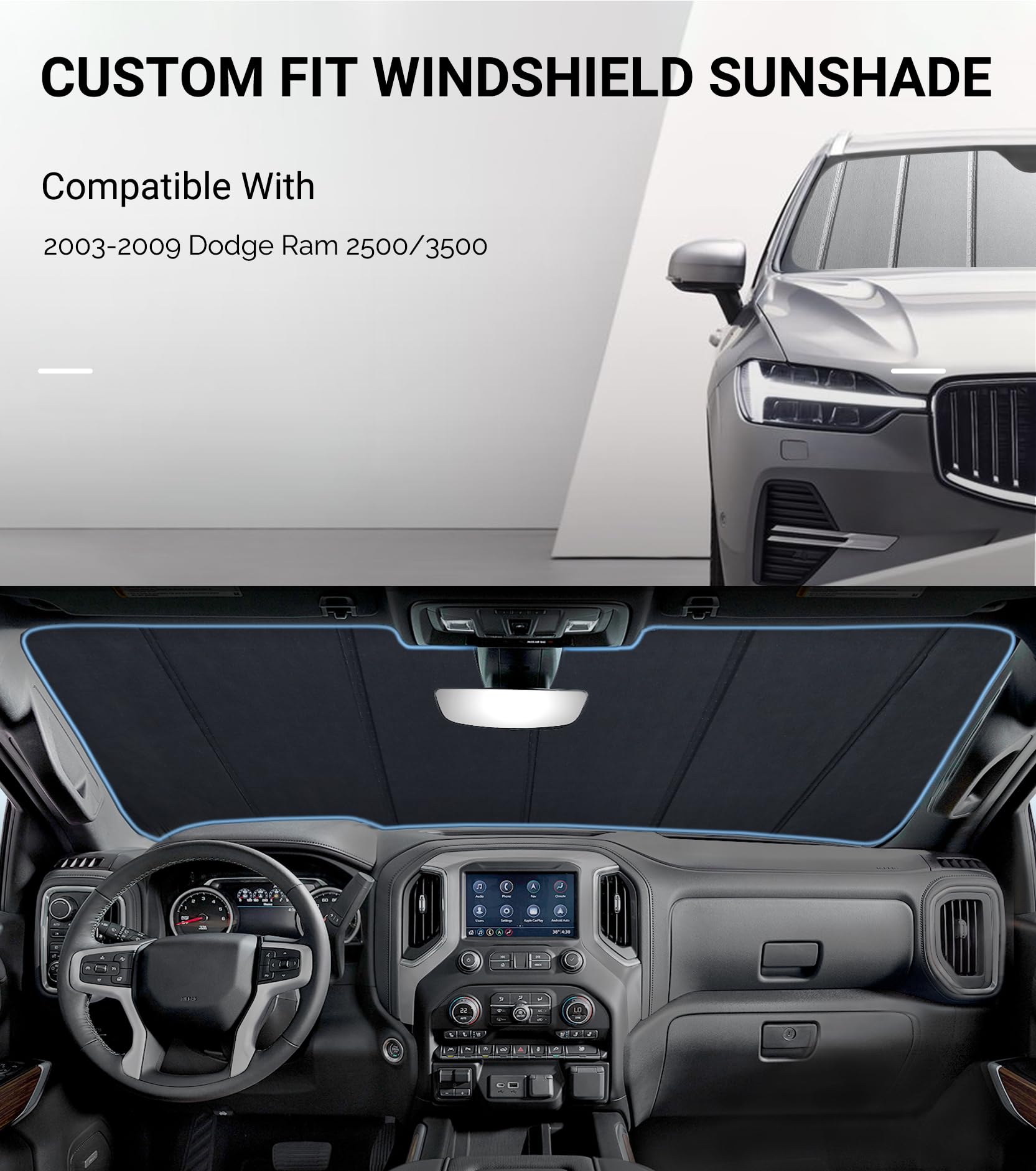 Pigenius Windshield Sun Shade for Dodge Ram 2500/3500 2003-2009 - Safeguard
