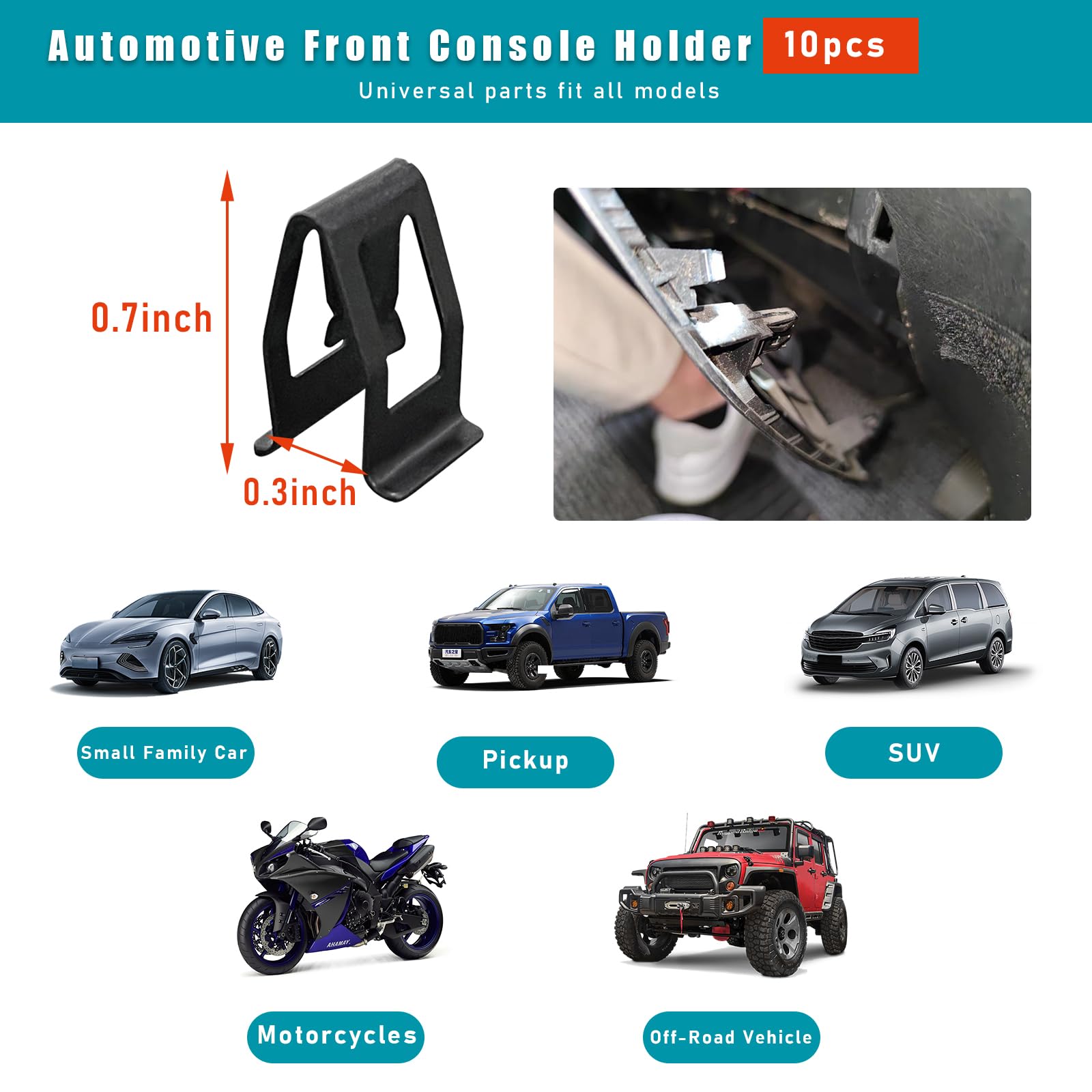 Augeny 10 PCS Dashboard Trim Clips, Metal Car Front Console Dash Retainer, Universal Automotive Dashboard Trim Clip, Vehicle Int