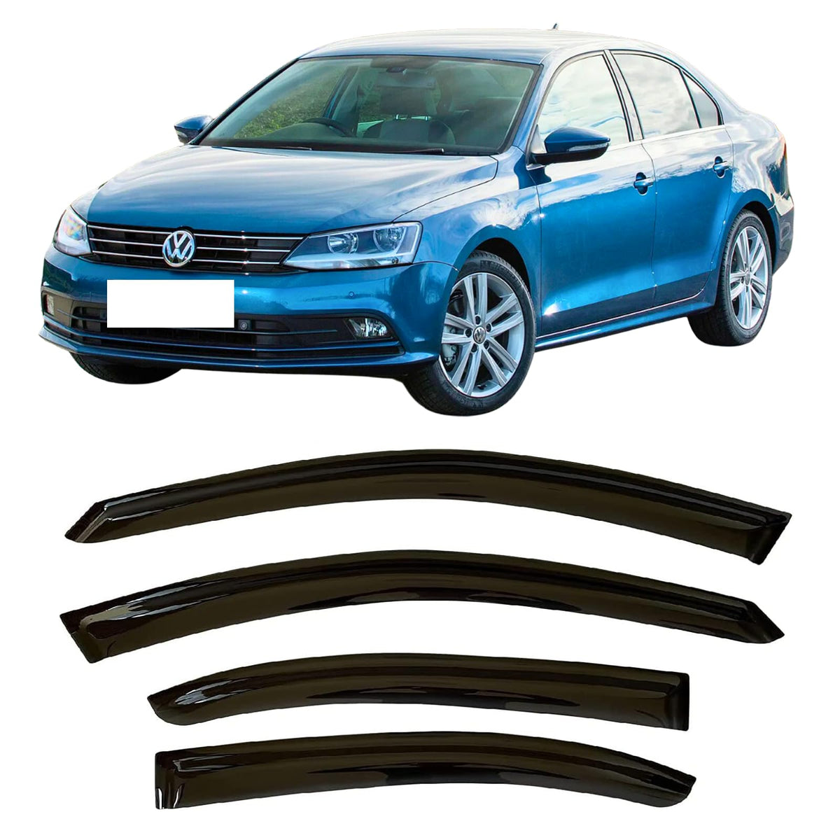 2019-2025 Tape-On Rain Guards For Volkswagen Vw Jetta Side Window Deflector Visors S Sport Se Sel Durable Tinted Vent Shade 2020