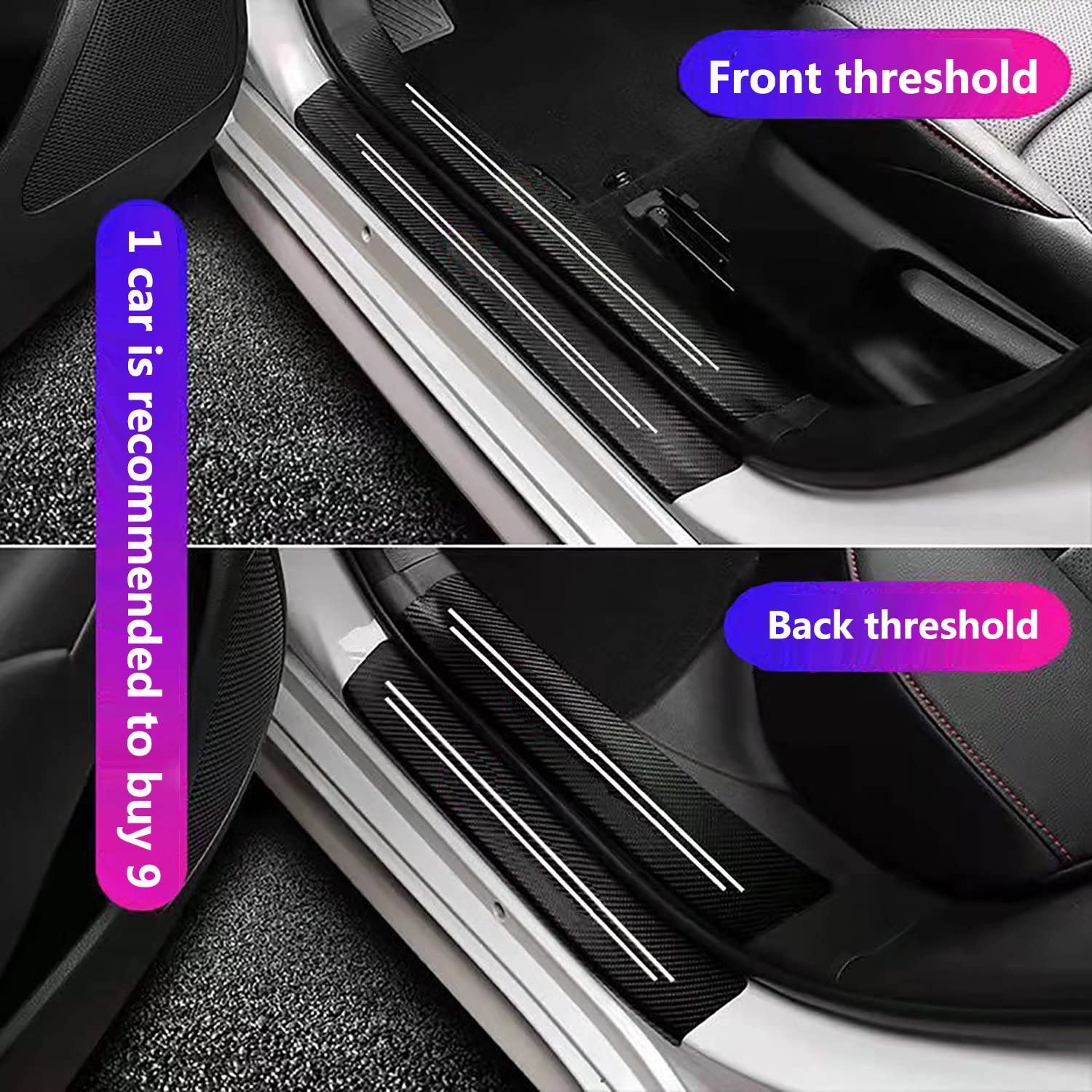 Tacopets Door Sill Protector, Door Sill Scratch Protection (For All Car Models) Door Sill Protector, Door Sill Trim(9Pc)