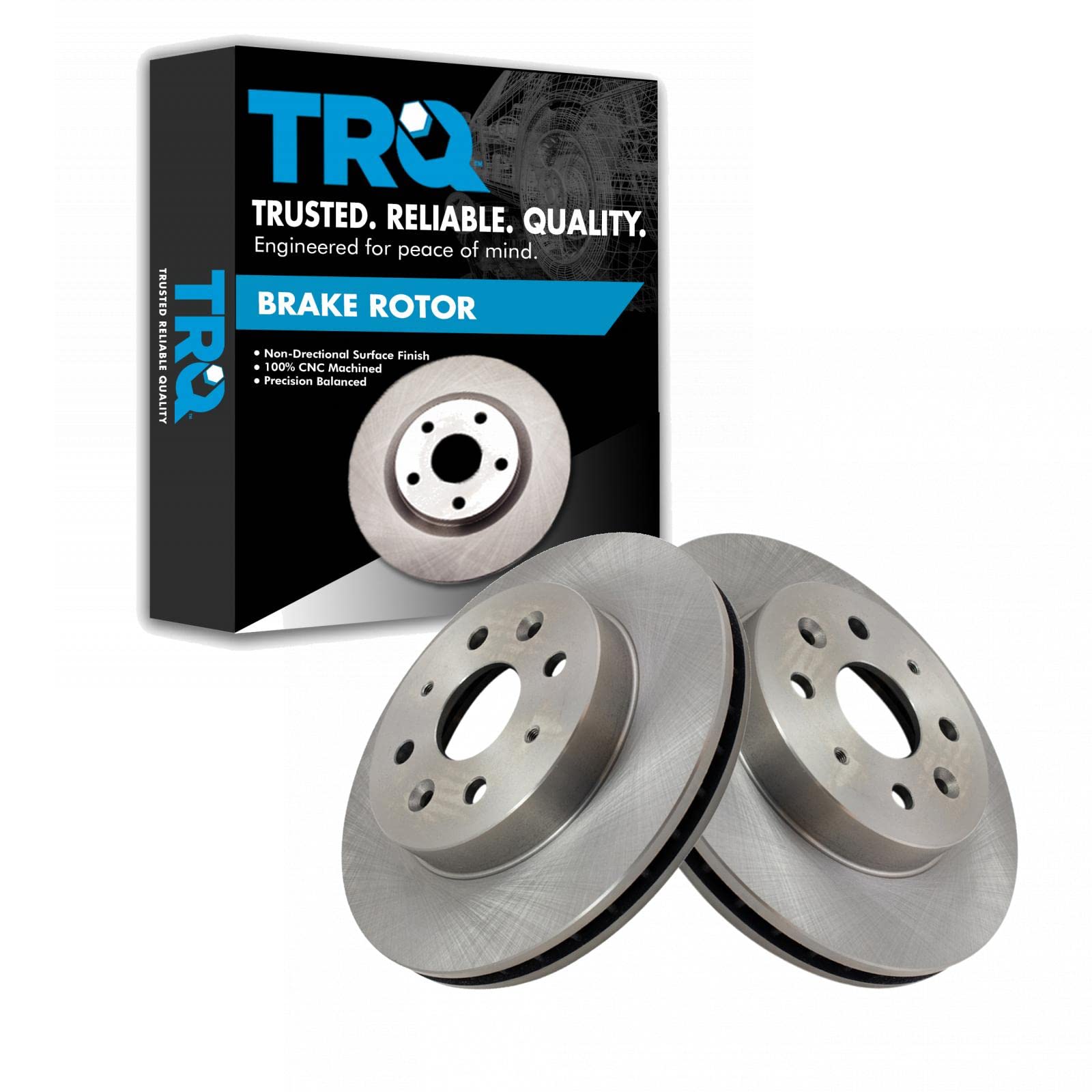 Trq Front Brake Rotors Set Vented Compatible With 2003-2005 Kia Rio