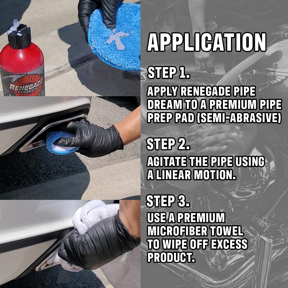 Renegade Products Rebel Pipe Dream 12 oz Chrome Polish Conditioner & Cleaner for Pipes, Stacks, Exhaust - Shine & Protect