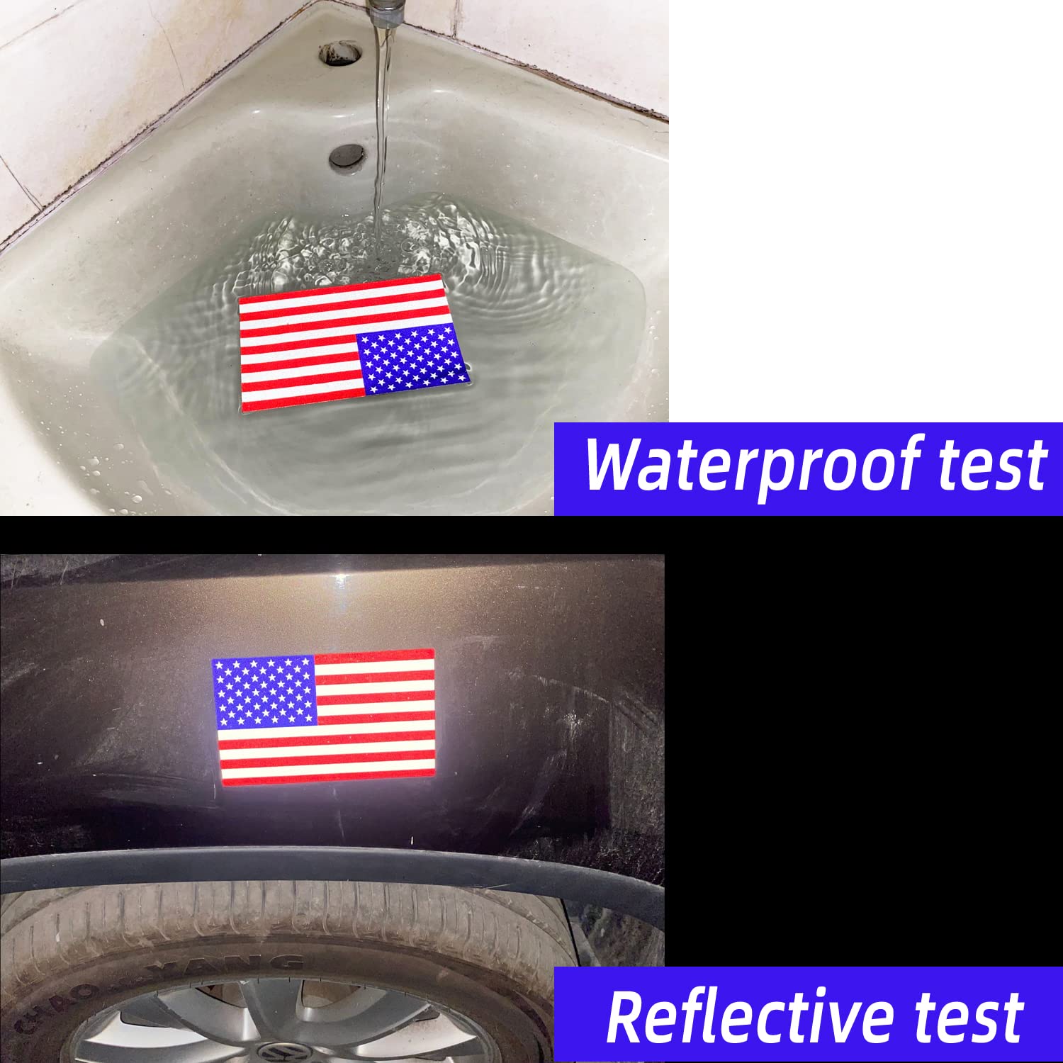 WZCNDIDI American Flag Decal,3pcs USA Flag Decal Sticker, Reflective Car Stickers for Cars/Trucks - Support US Military
