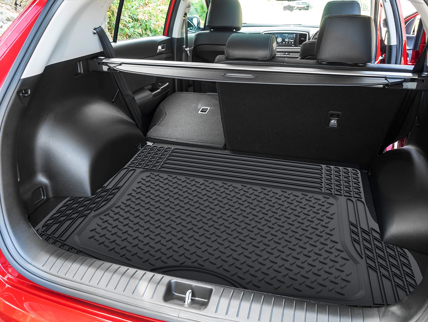 OxGord All-Weather Rubber Cargo-Liner - Waterproof Trunk Protector/Cover for Rear - Best for Rough Luggage, Dog, Pets, Spills, Car, SUV, Minivan, Truck, Black