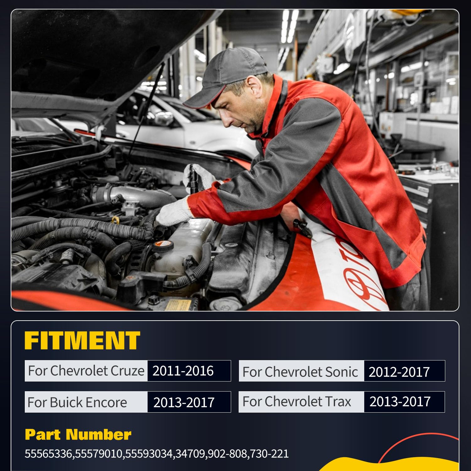 Ocpty Thermostat Housing Fit For Chevy Cruze 2011-2016,For Chevy Sonic 2012-2017,For Buick Encore 2013-2017 Engine Coolant Thermostat Housing Assembly Replaces 55565336,55579010,902-808