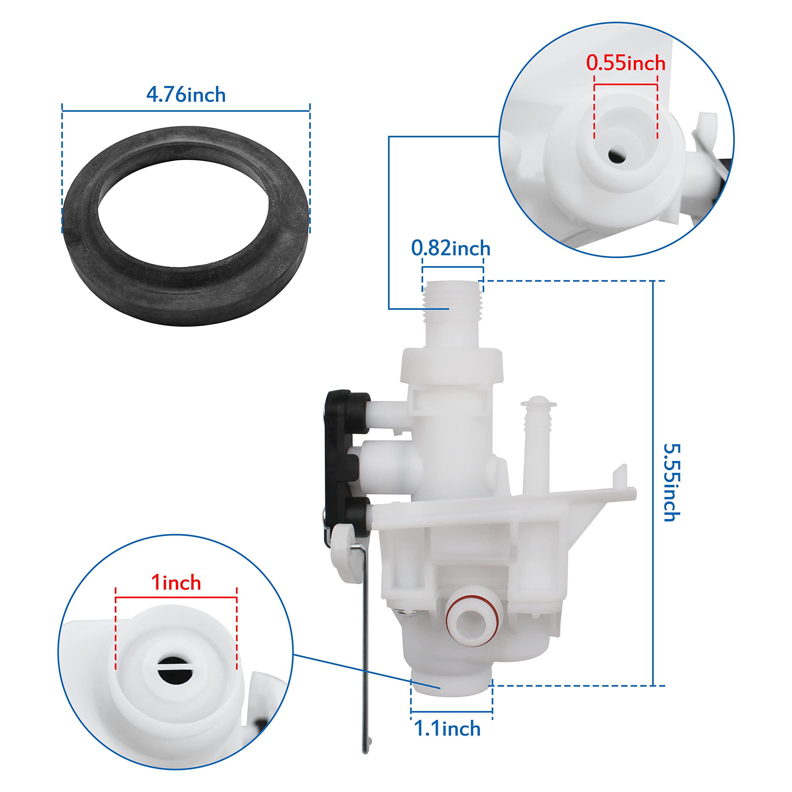 31705 Toilet Water Valve Kit, Compatible With Thetford Aqua-Magic V High And Low Models