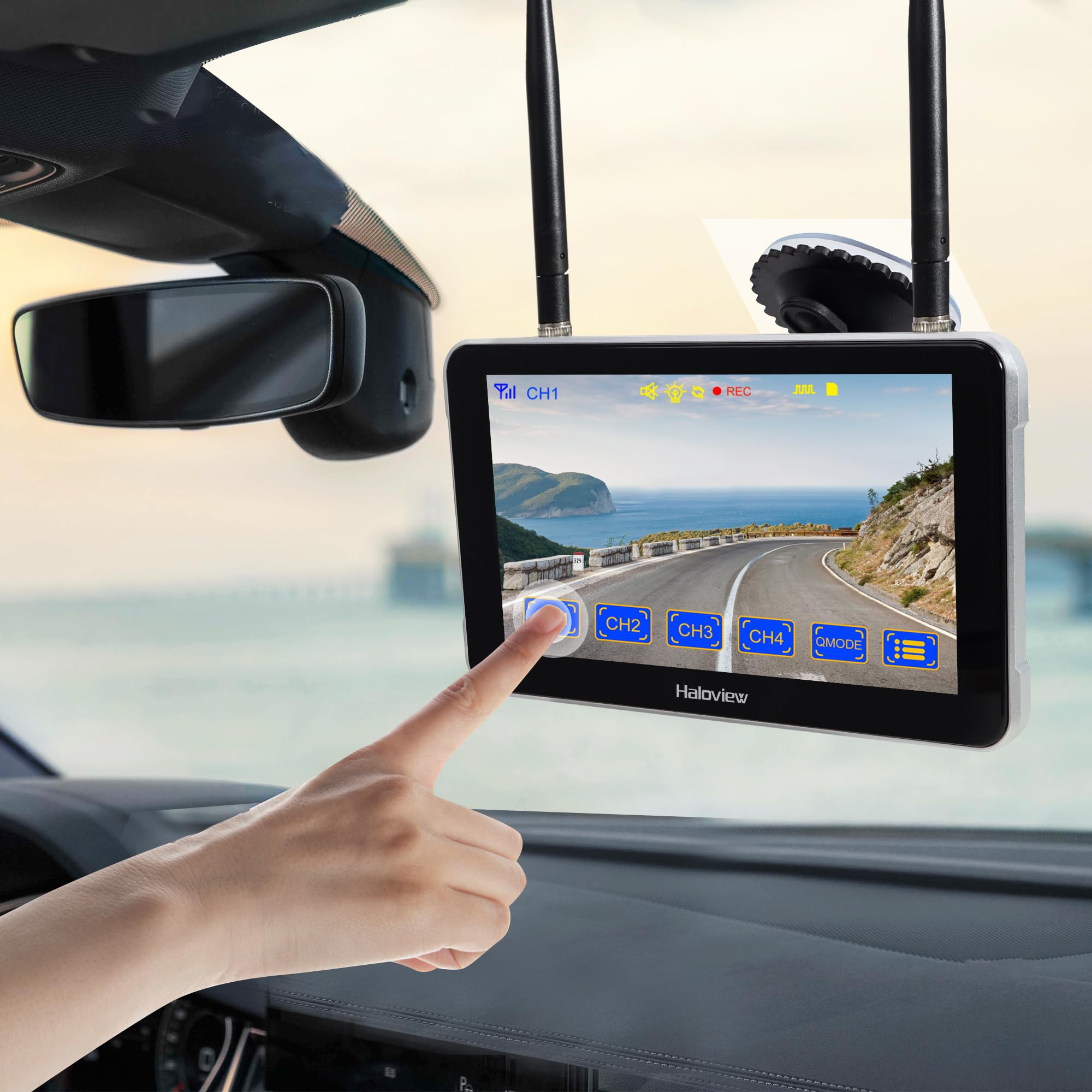 Haloview BT7 Wireless RV Backup Camera System - 2.4G FHD 1080P, 7" Touch Screen Monitor, Full-Color Night Vision for RVs and Trucks