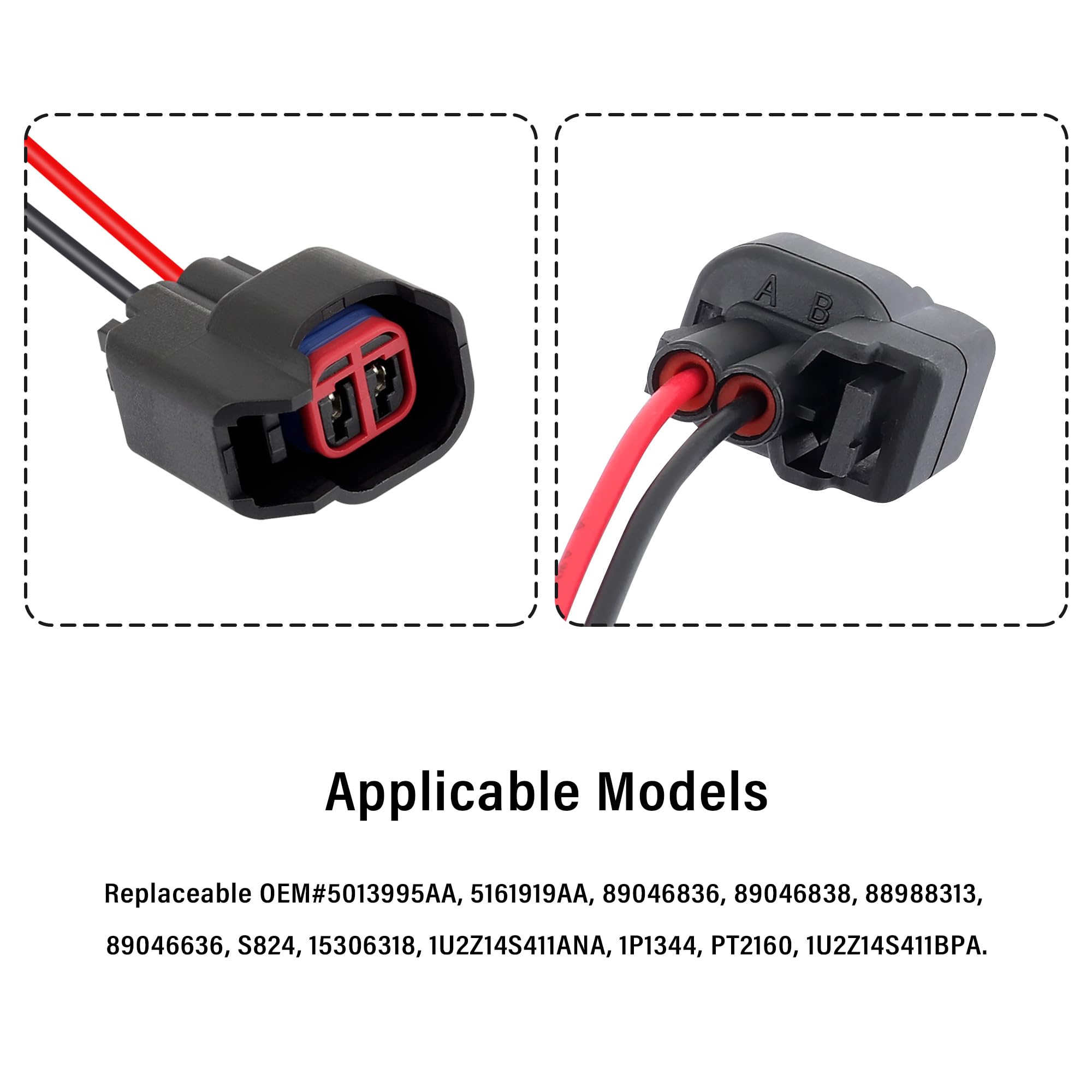 8 Pcs Fuel Injector Connector Pigtail,Fuel Injectors Set Of 8 Replace Oem# 5013995Aa,5161919Aa,Car Accessories Fuel Injector Wiring Harness Compatible With Dodge,Ford,Chevrolet