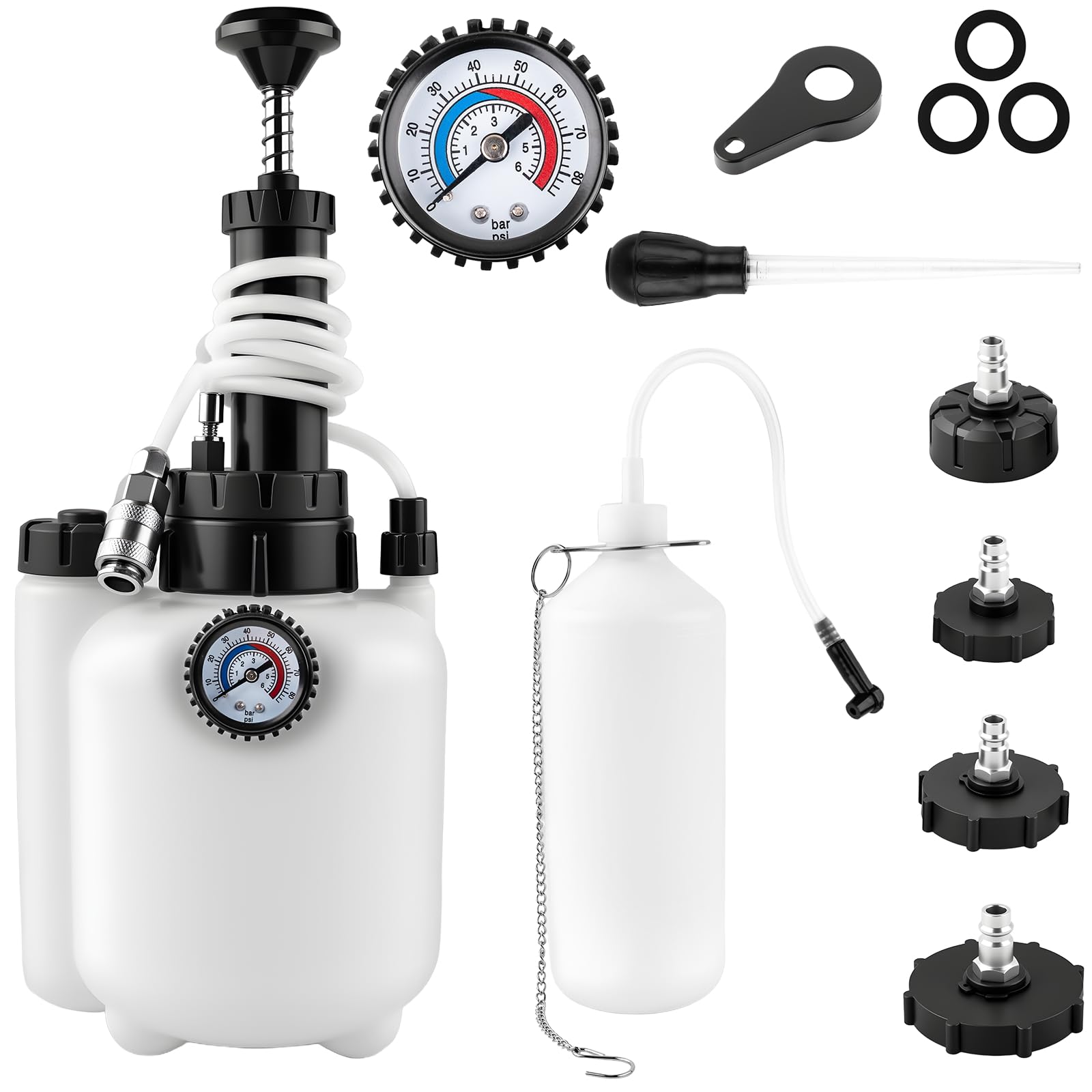 Cupbunny 3L Brake Fluid Bleeder Kit with 1L Catch Bottle, Manual Pressure Brake Bleeder Tool One Person Brake Bleeding Kit with 