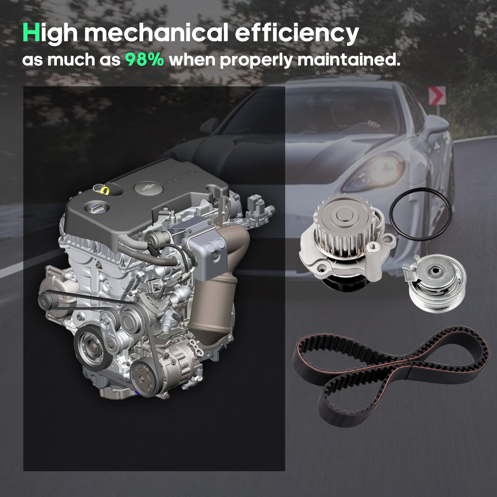 New Timing Belt Water Pump Tensioner Kit Fits 1998-2005 For Jetta Golf 2.0L L4 Sohc Aeg Avh Azg Bev Engine