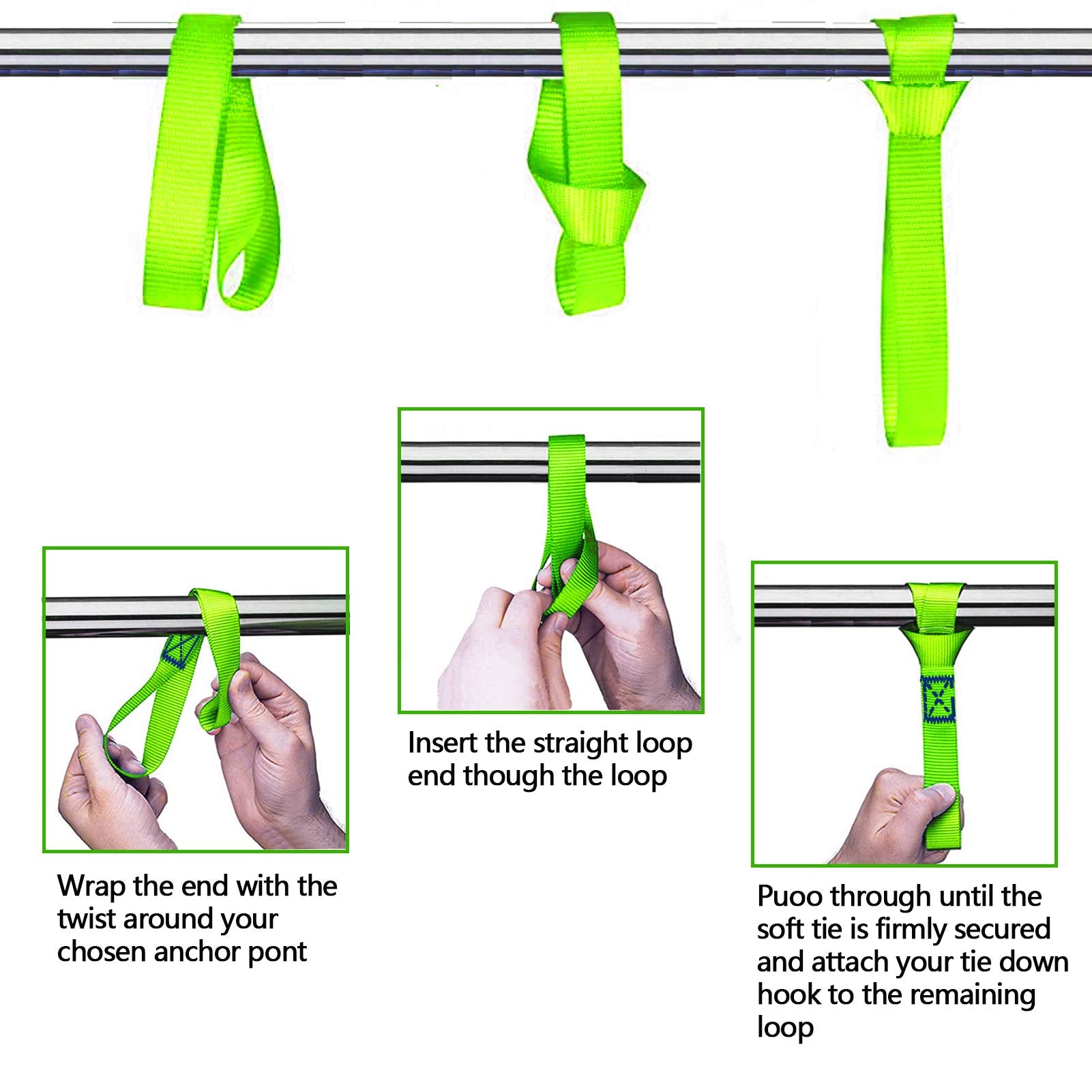 Soft Loop Tie Down Straps - Loops For Securing Atv, Utv, Motorcycles, Scooters, Dirt Bikes, Lawn & Garden Equipment (Green Soft