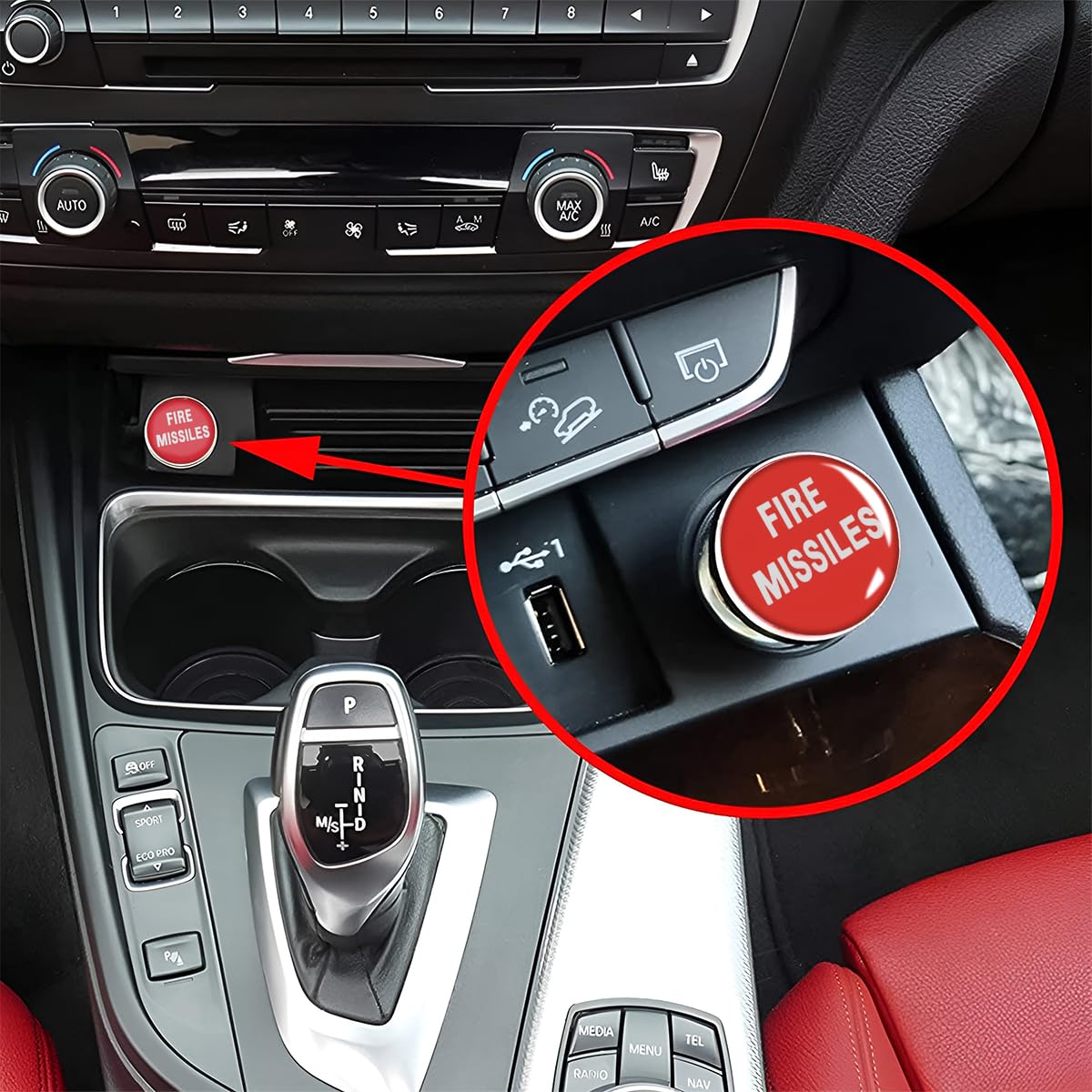 AUCELI Fire Missiles Button Car Cigarette Lighter Plug, Aluminum Alloy Push Button Cigarette Lighter Replacement For Most Vehicl