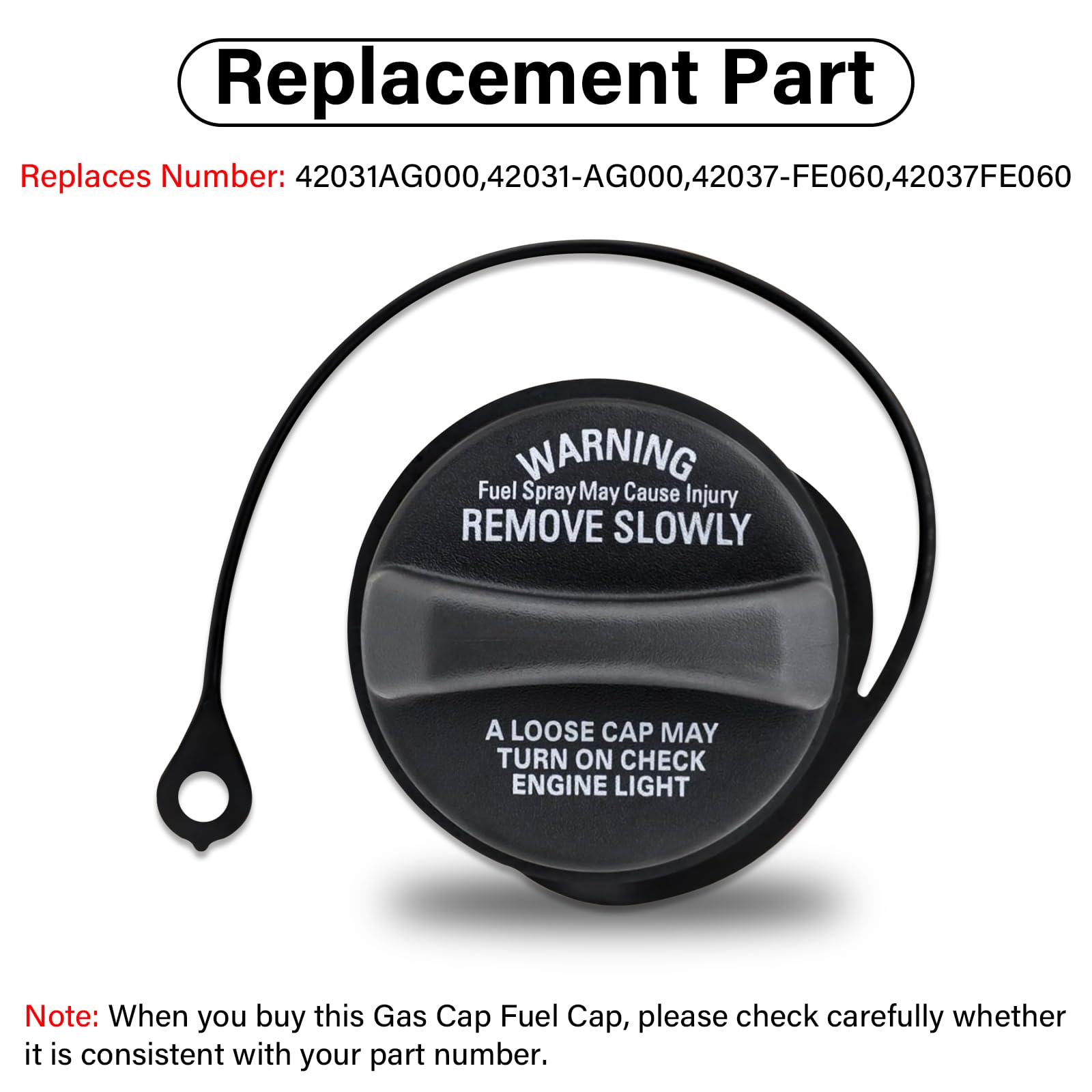 Gas Cap, Fuel Cap Replacement 42031AG000 for Subaru 2008-2011 Impreza WRX STI, 2009-2012 Subaru Forester 42037FE060
