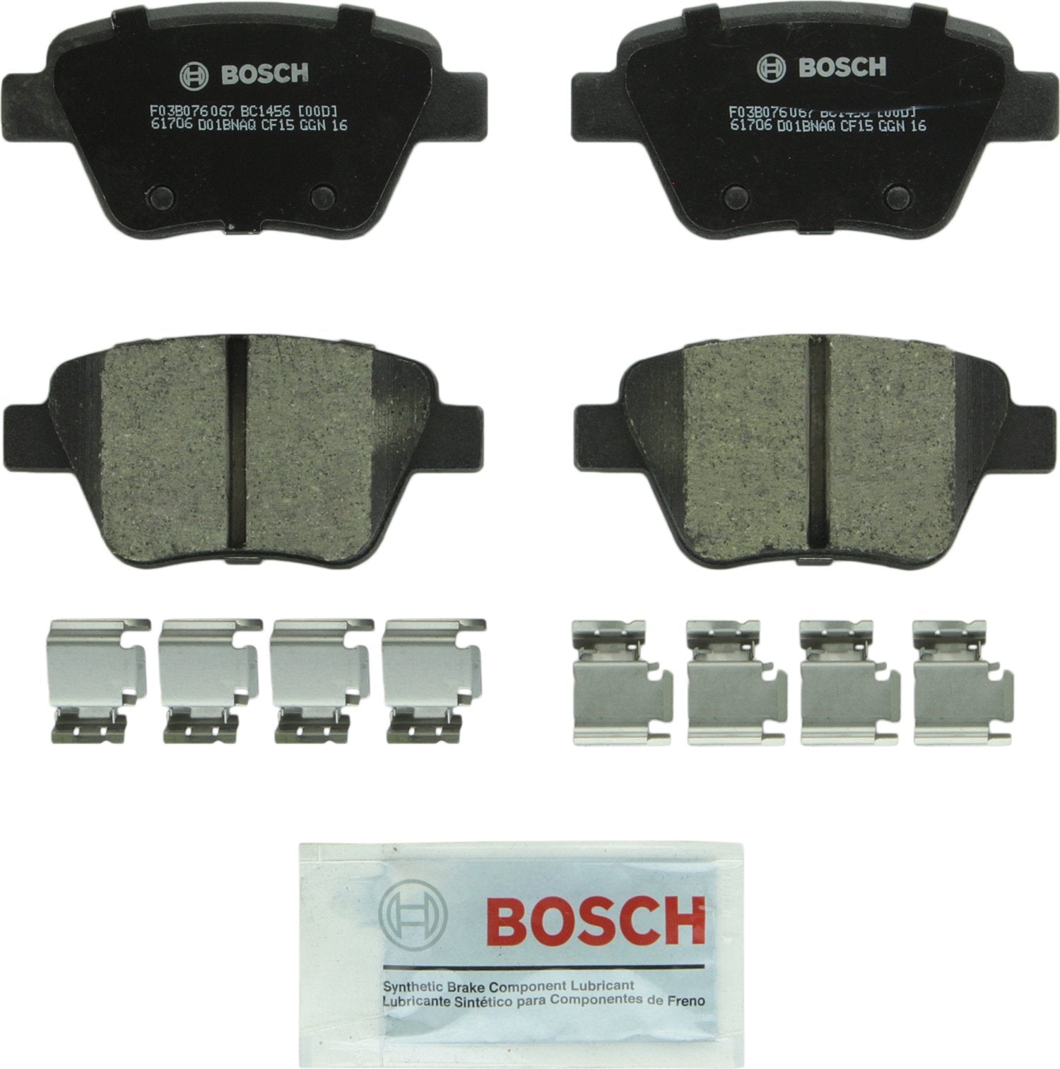 BOSCH BC1456 QuietCast Premium Ceramic Disc Brake Pad Set - Compatible with Select Audi A3, A3 Quattro, A4; Volkswagen Beetle, E