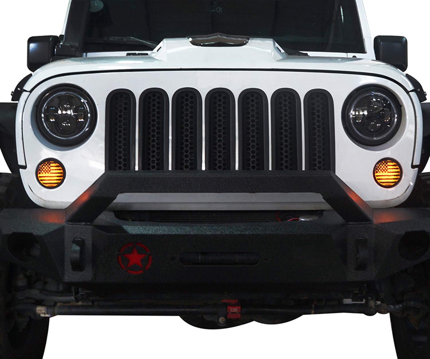 Hooke Road Jk Smoked Turn Signal Light Amber Led Indicator Blinkers Compatible With Jeep Jk Wrangler & Unlimited 2007-2018
