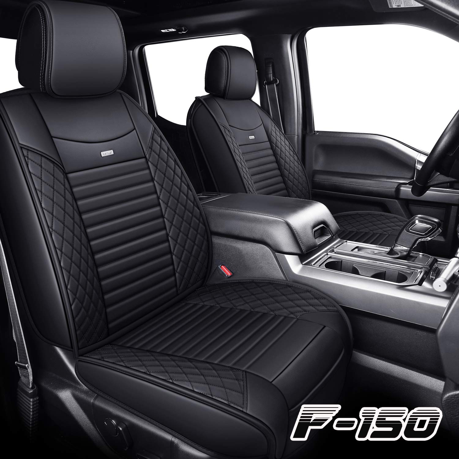 Aierxuan 2 Front Seat Covers For 2009-2025 Ford F150 Truck Seat Covers Waterproof Leather Seat Protectors Custom Fit For 2017-20