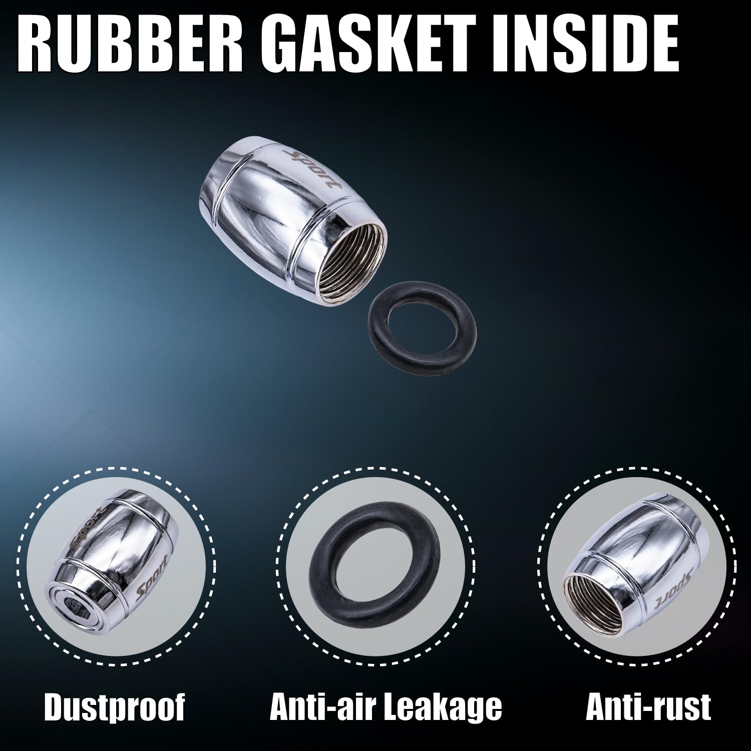 Meajoo 4 Pcs Anti Theft Sport Tire Valve Stem Caps, Universal Aluminum Elliptical Cylinder Tire Valve Caps With O Ring Rubber Se