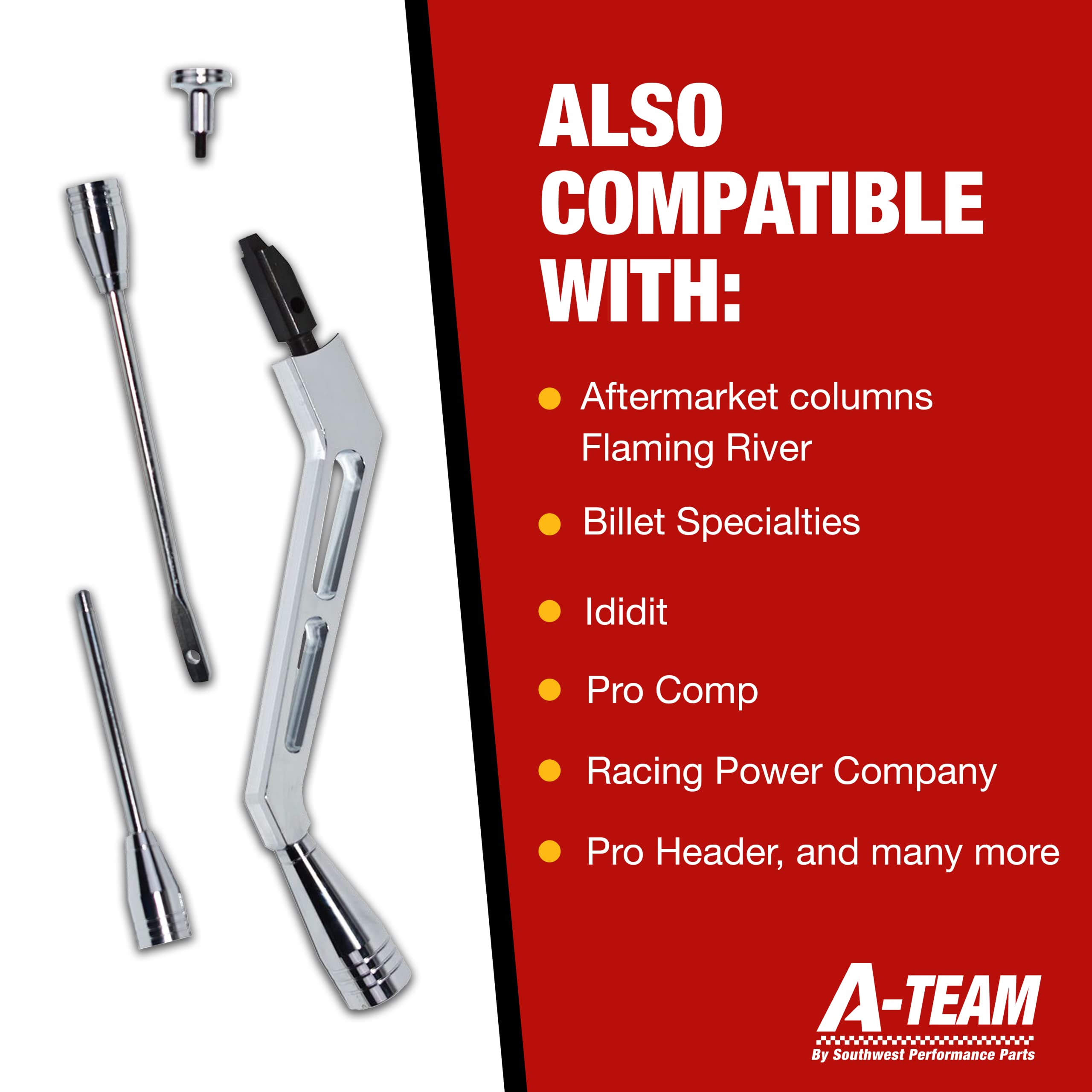 A-Team Performance - Polished Billet Aluminum Column Shifter Lever Turn Signal Hazard Boots Tilt - Compatible With Gm Column 196