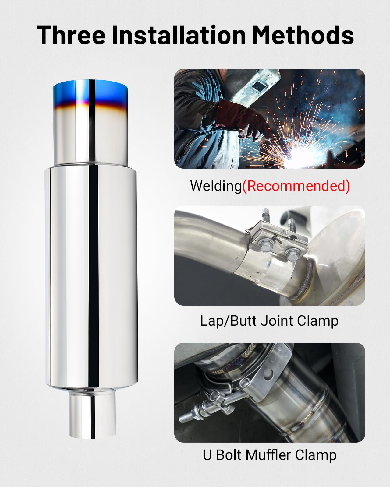 Evil Energy Exhaust Muffler,Stainless Steel Exhaust Tip,Universal 18.5 '' Length (Burnt,2.5 '' Inlet 4 '' Outlet)