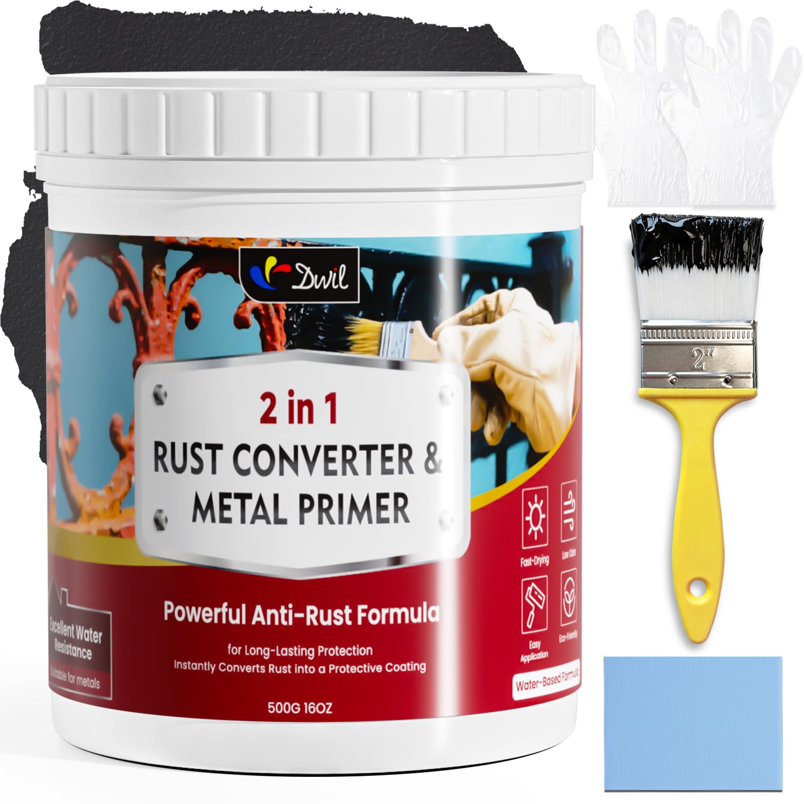 DWIL Rust Converter for Metal, 2 in 1 Rust Converter Paint and Primer, Converts Rust to Long-Lasting Protective Coating, Anti Ru