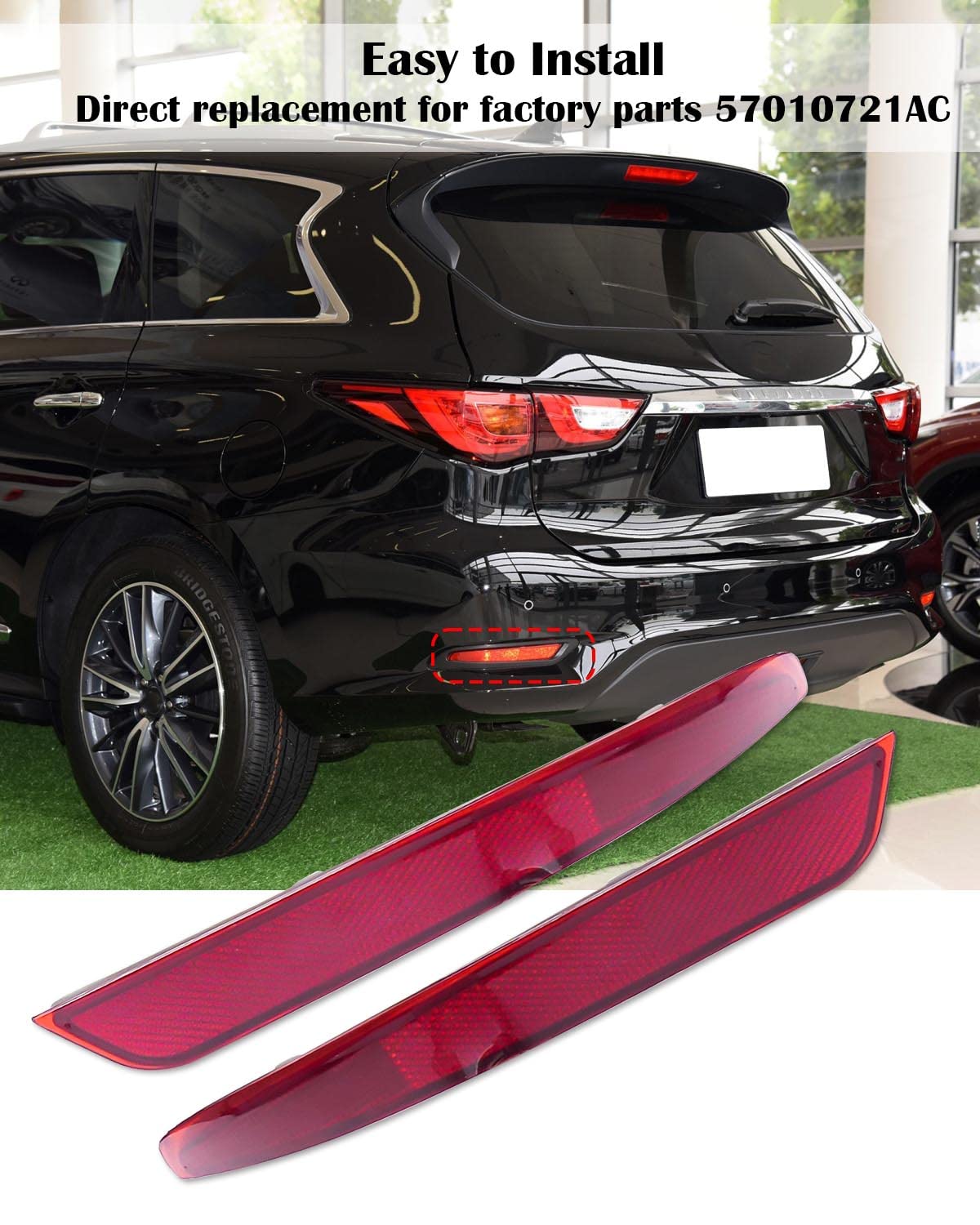 Tikscience Fit For Infiniti Qx60 Rear Reflector 2016 2017 2018 2019 Driver And Passenger Side Replace 26565-8990D 26560-8990D