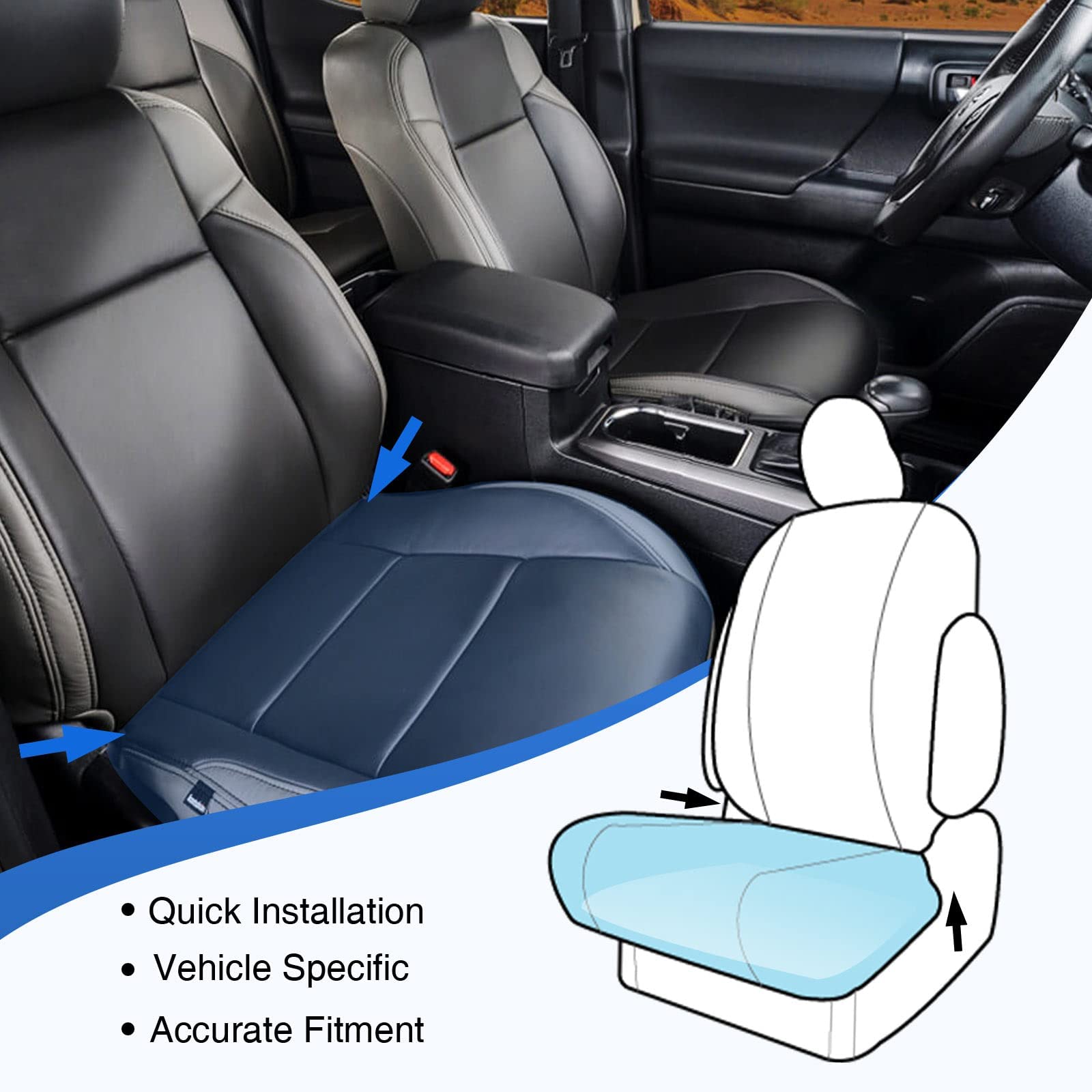 A-Premium Med Gray Leather Car Seat Cover Protector for Front Left Seat Bottoms Compatible with Toyota 4Runner 2003 2004 2005 2006 2007 2008 2009 7107235200B3