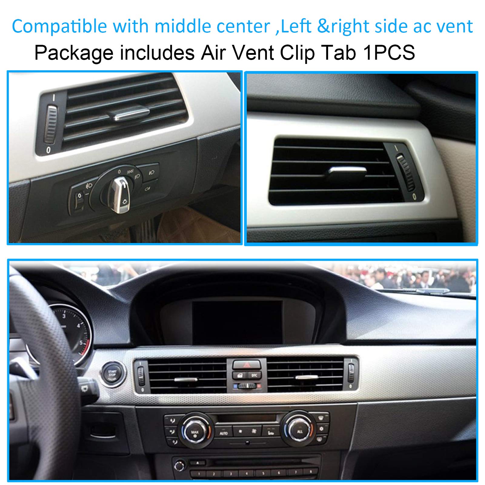 Jaronx 1Pcs Air Vent Clip Tab Compatible With Bmw 3 Series E90 E91 E92 E93, Upgraded Air Grille Tabs Ac Vent Outlet Clip (Compatible With Bmw 320I,325I,328I,330I,335I 2005-2011)(Front Row)