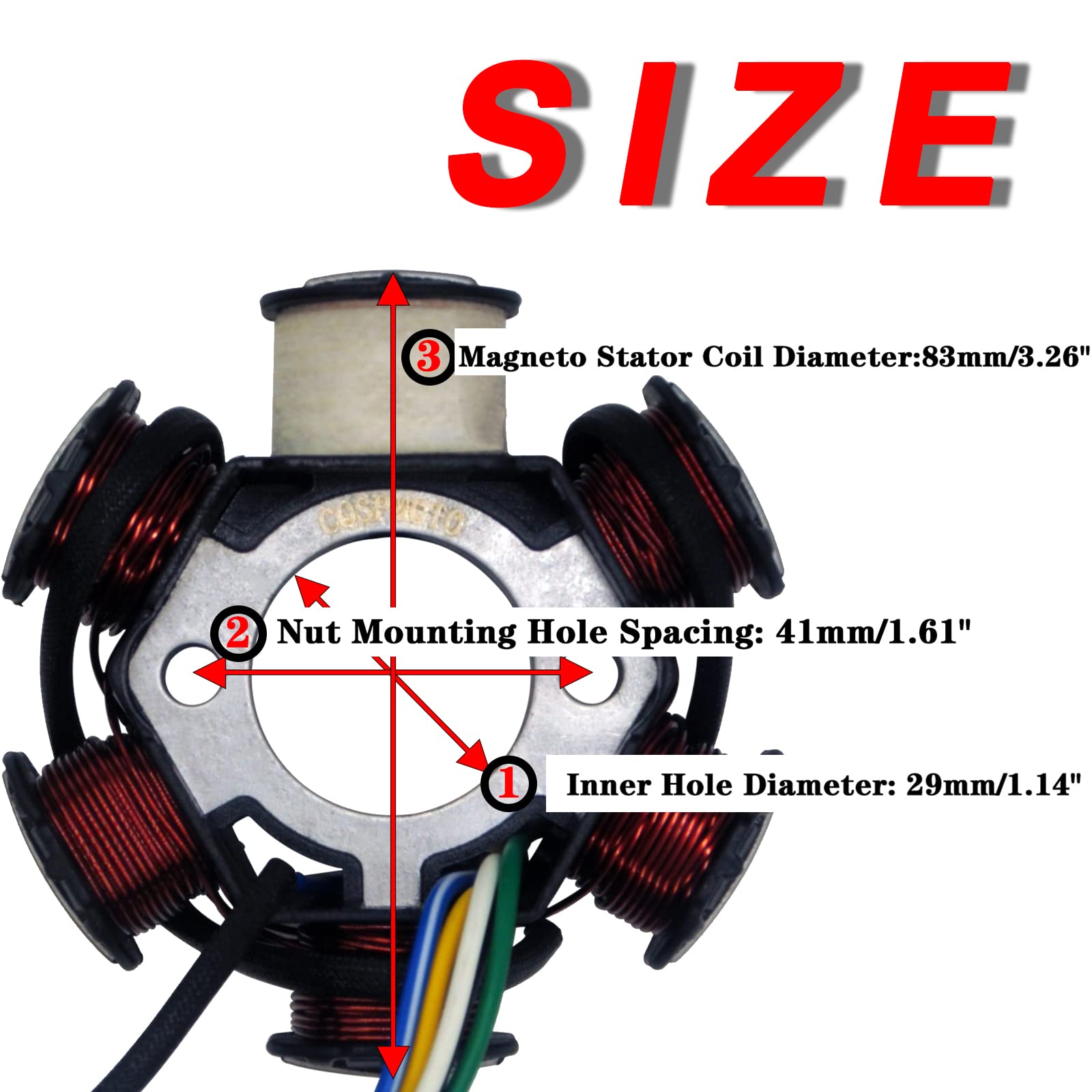 Magneto Stator Coil 5 Wire Ac 6 Pole Ignition Stator Magneto For Gy6 125Cc 150Cc Engine Stator Replacement For Scooter Atv Go Kart Taotao Dune Buggy(3-Pin Square Interface)