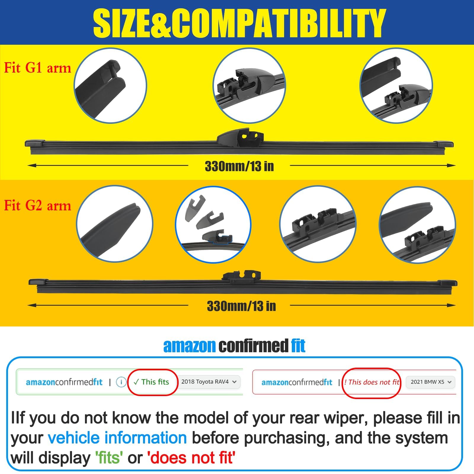 13'' Rear Wiper Blade,Back Windshield Wiper For Vw Tiguan 17-09,Golf Wagon 13-10,Golf V Vi Variant 14-07,Jetta 14-09,Rabbit 09-0